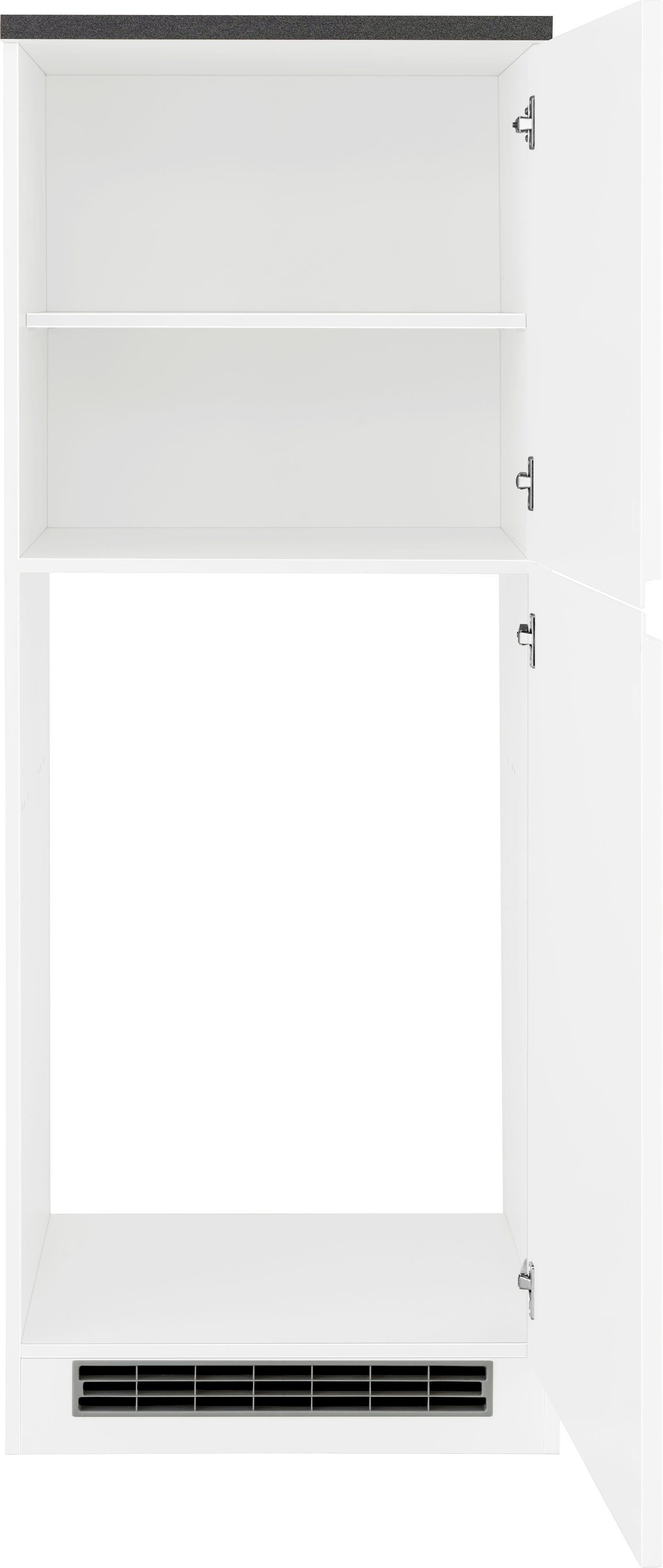 HELD MÖBEL Kühlumbauschrank Virginia 165 cm breit, 2 56/88/55 für cm cm, weiß 60 hoch, Türen Kühlschrank: weiß Hochglanz/anthrazit | Nische