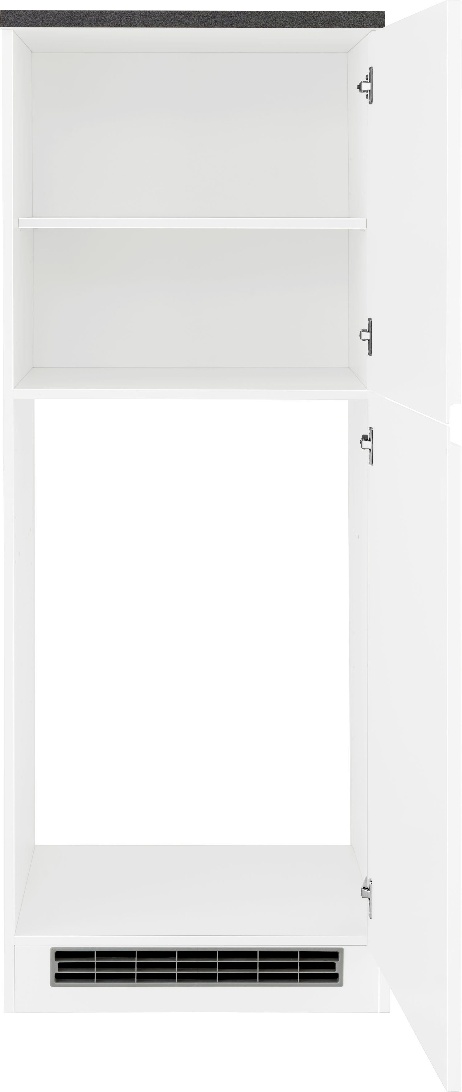 KOCHSTATION Kühlumbauschrank KS-Virginia,neu in verbesserter Ausführung (Stauraum, Softclose) Breite 60 cm, Höhe 165 cm, Nische für Kühlschrank: B/H/T 56/88/55 cm