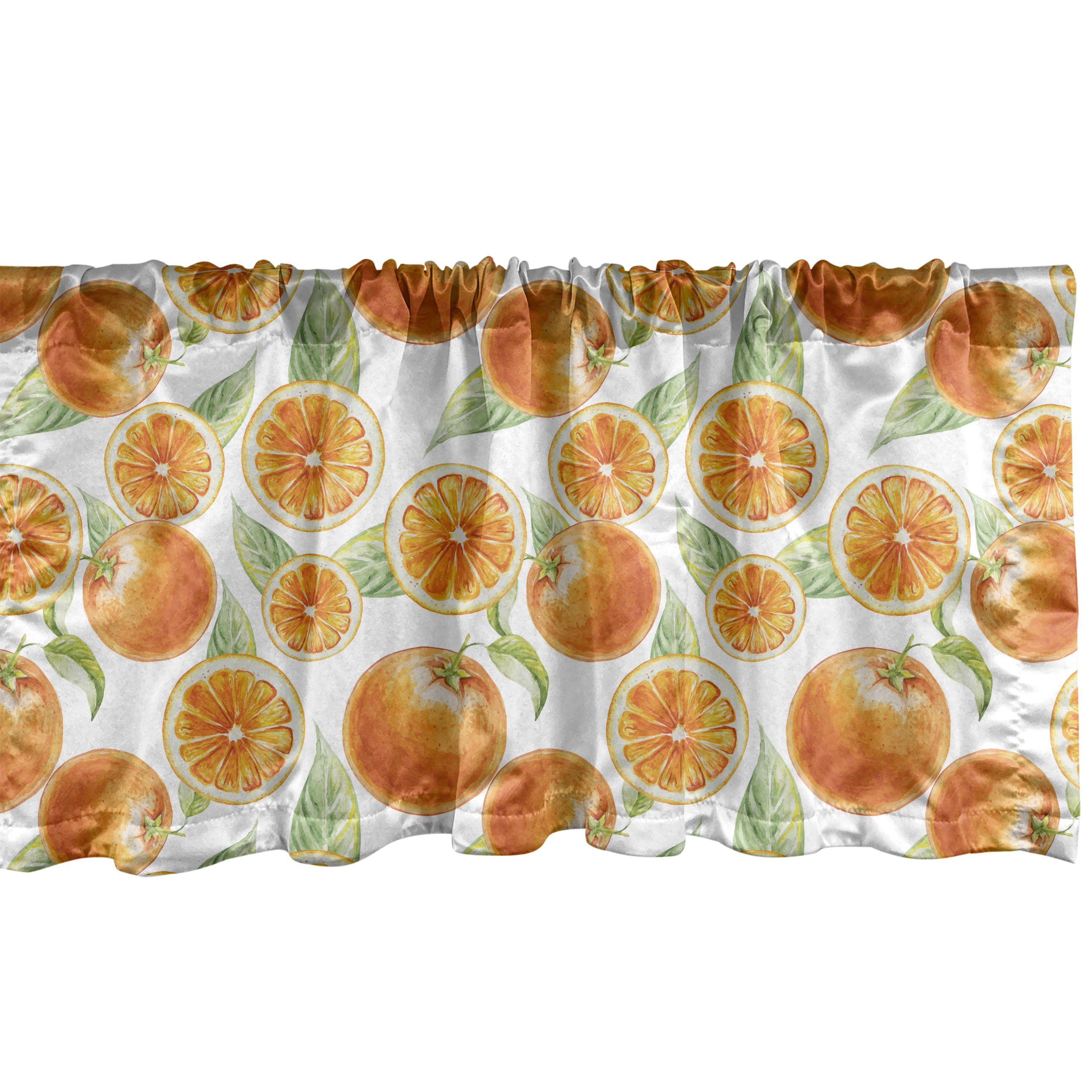 Scheibengardine Vorhang Volant für Küche Schlafzimmer Dekor mit Stangentasche, Abakuhaus, Microfaser, Natur Juicy Orange Früchte Kunst