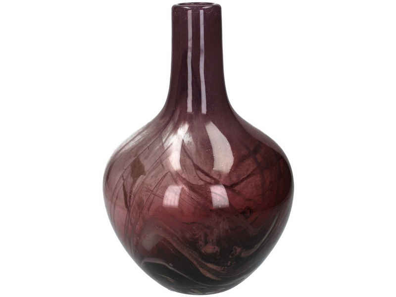 Engelnburg Dekovase Engelnburg Vase Blumenvase Glas Burgund 31,5x21x21 (kein Set, 1er Set)