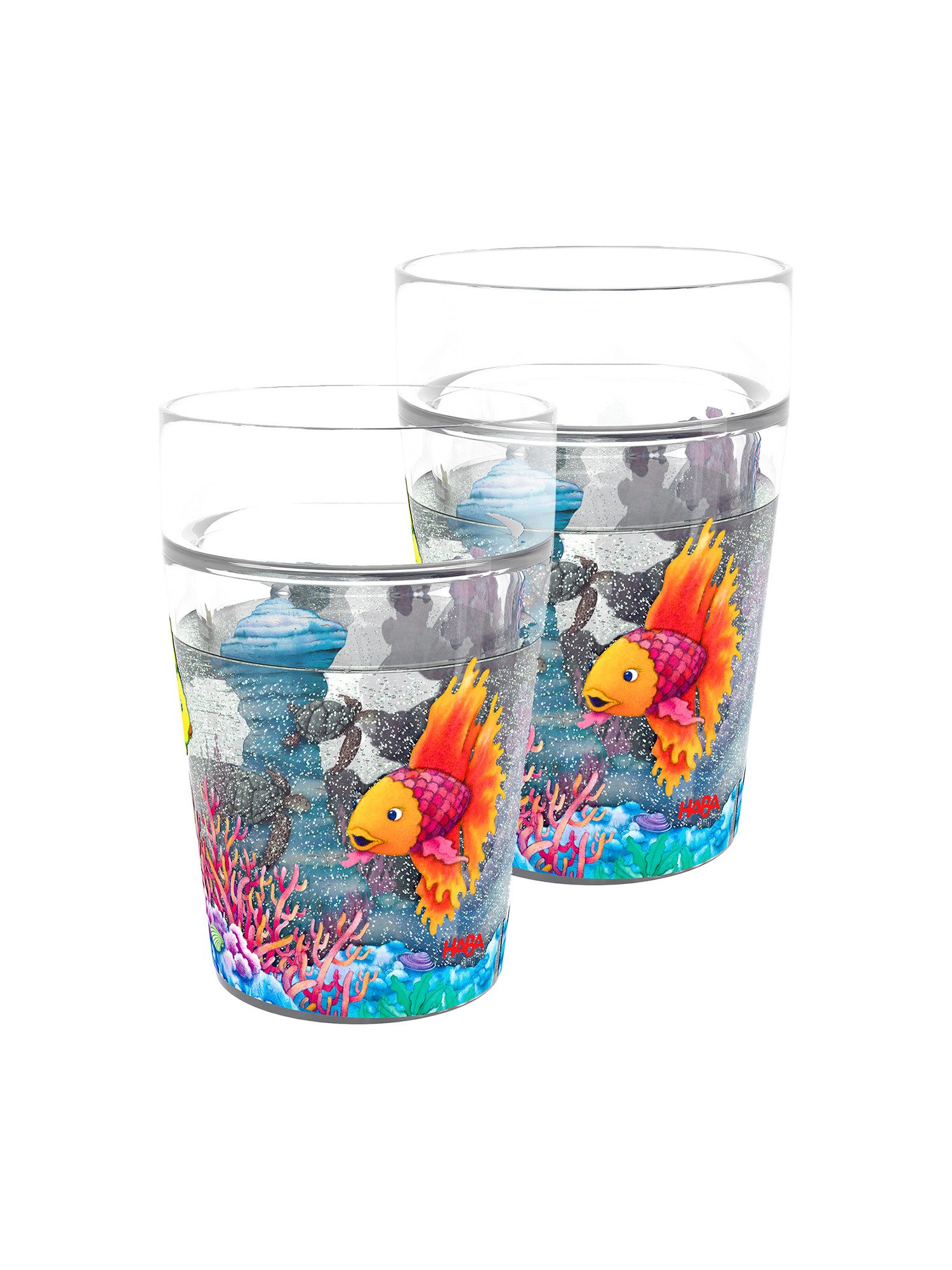 Haba Becher Glitzerbecher Der Regenbogenfisch, 2-tlg., Tasse, Trinkbecher, Mug