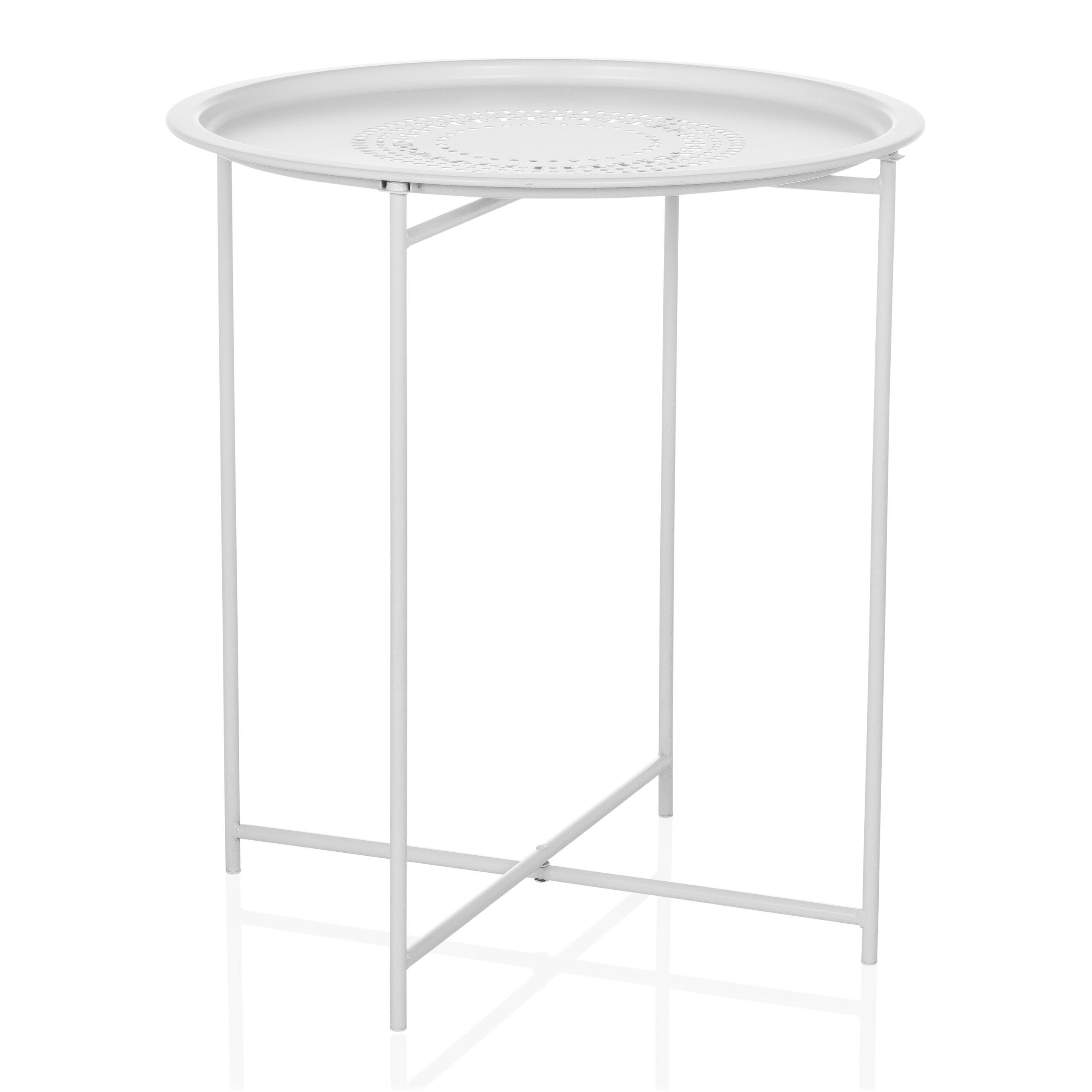 hjh LIVING Ablagetisch Beistelltisch ALLRUND Stahl, Balkontisch Couchtisch rund Ø45 cm, Metallgestell