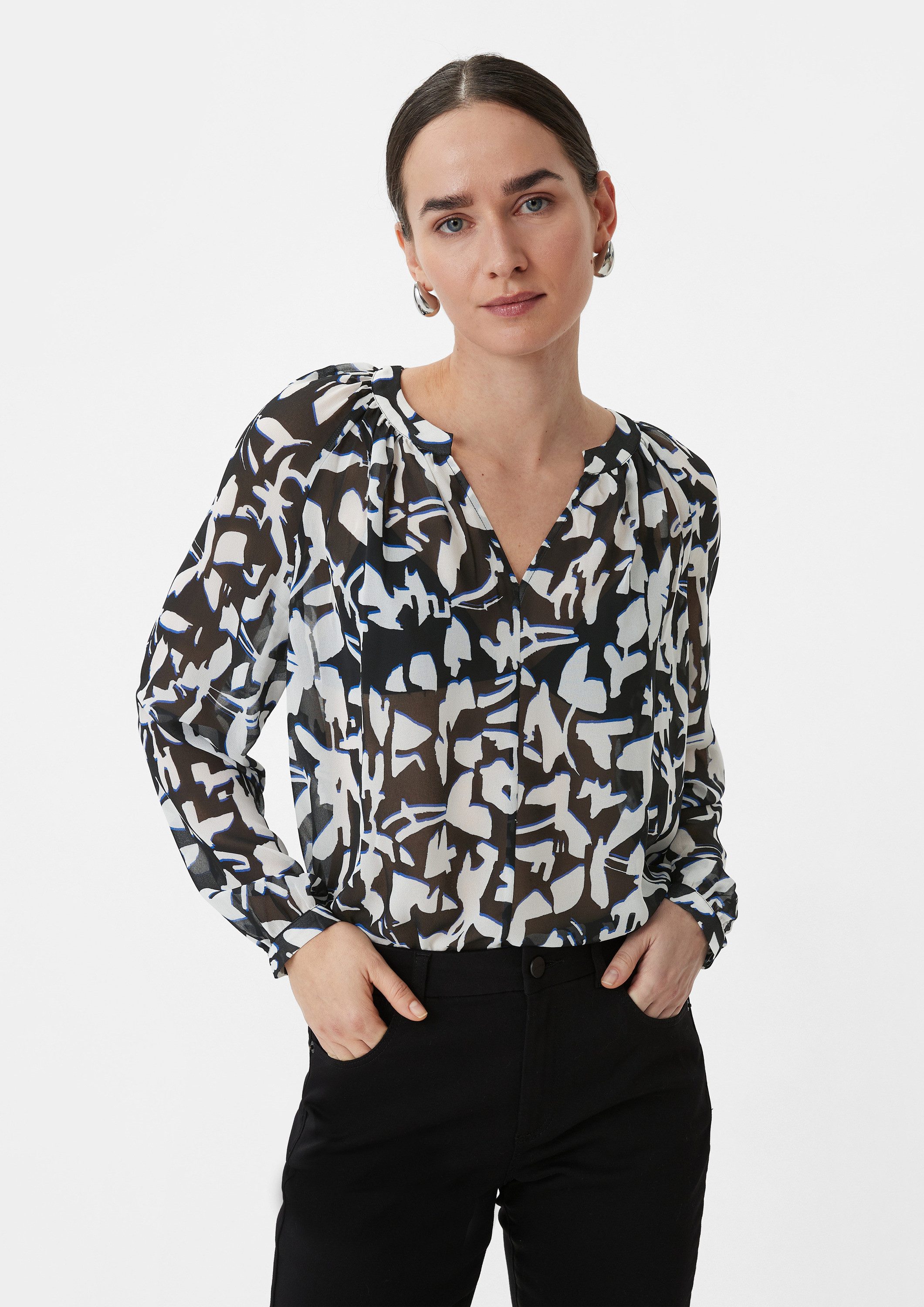 Langarmbluse Bluse Bluse aus Chiffon