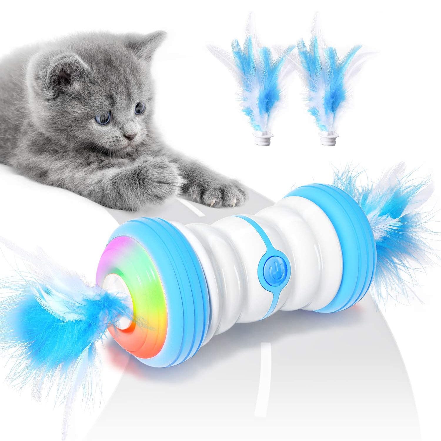 TUWENA Tier-Beschäftigungsspielzeug Interaktives Elektrischer Katzenspielzeug, LED Leuchten Spielzeug, mit USB Aufladbar & Farbenfrohe für Katzen