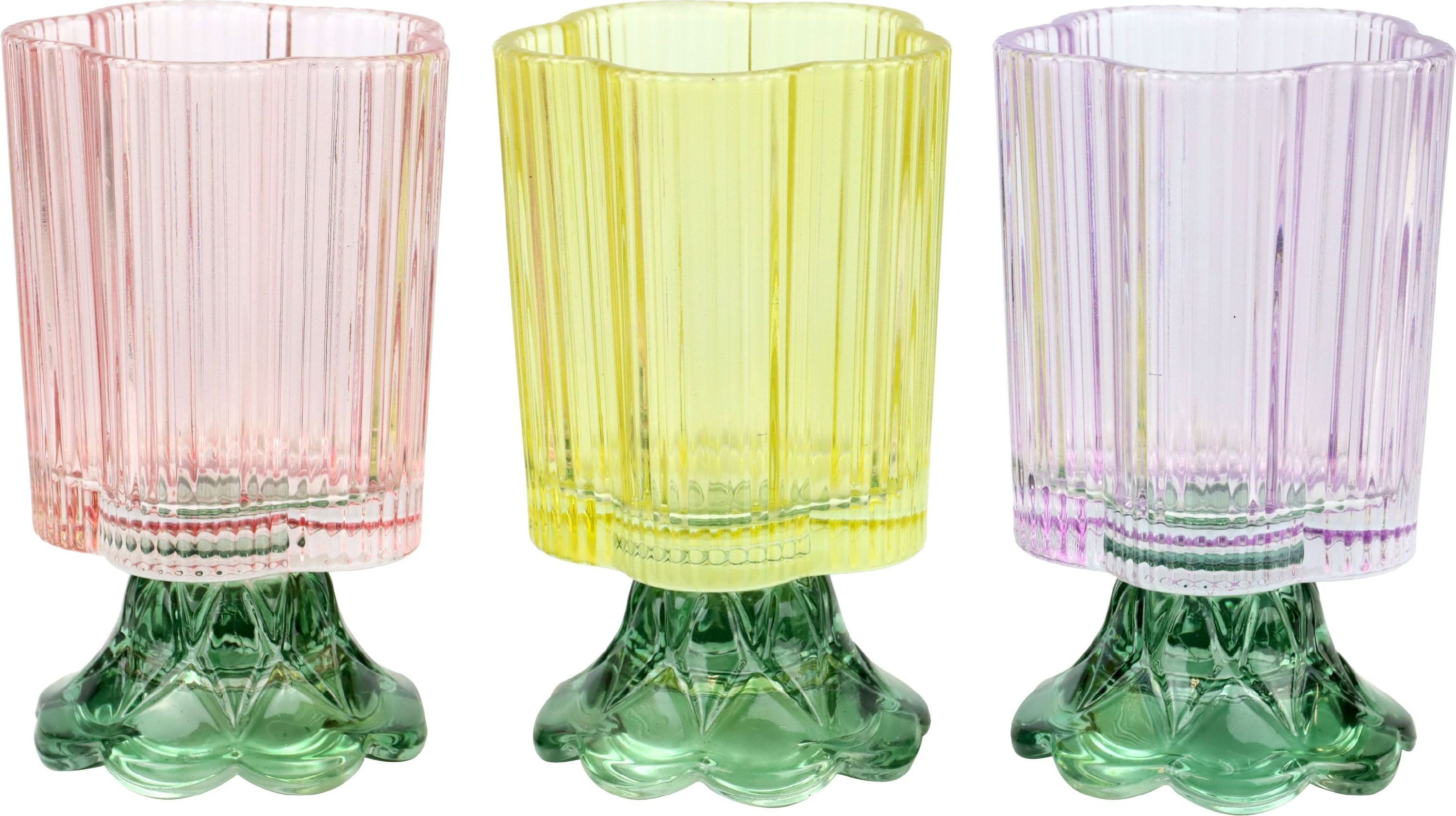 FURNARO Dekovase San Remo (3 St), Farbiges 3er-Set aus Glas – kleine Größe, große Wirkung