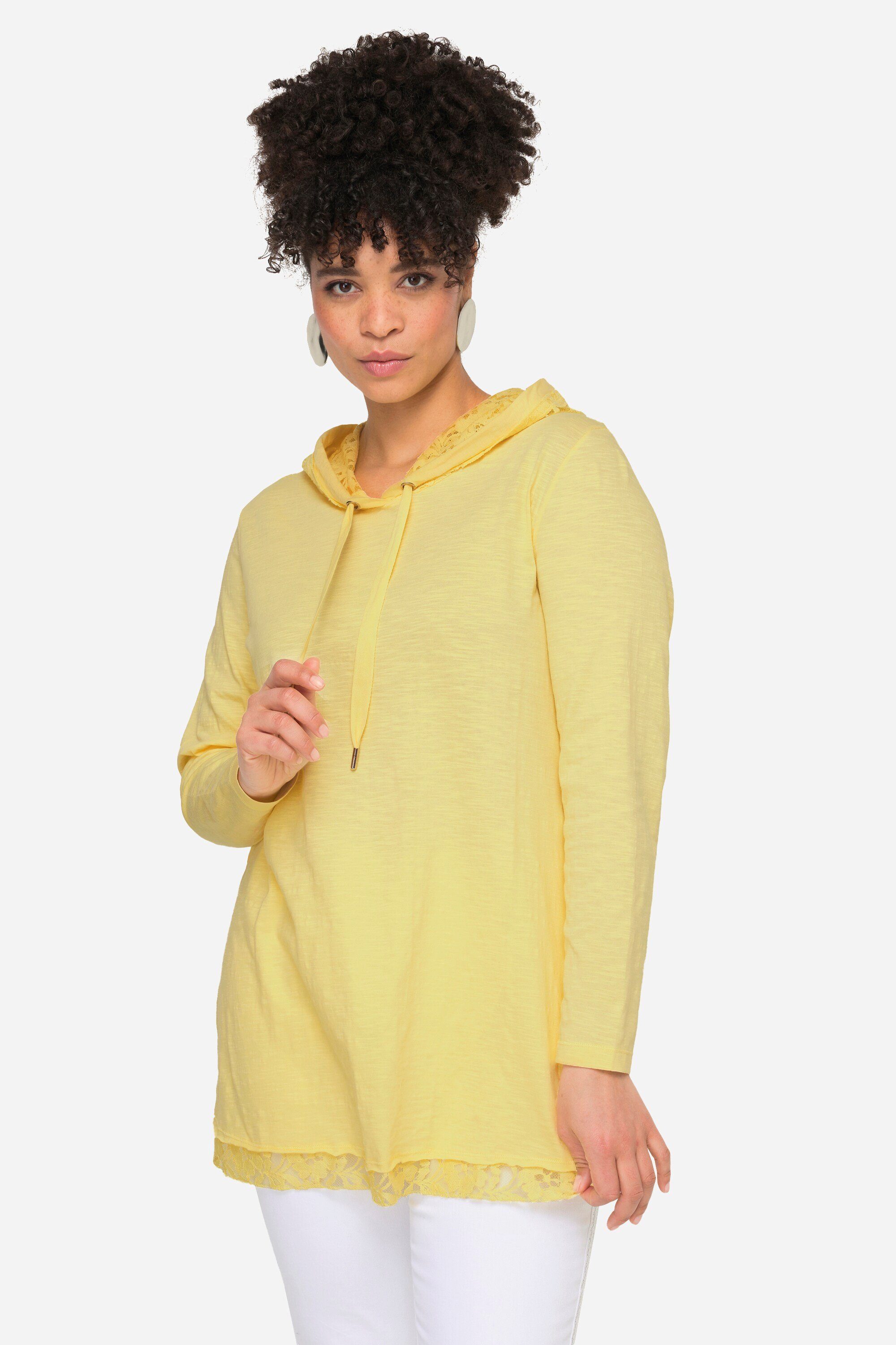 MIAMODA Longsleeve Langarmshirt Kapuze Spitzen-Details günstig online kaufen