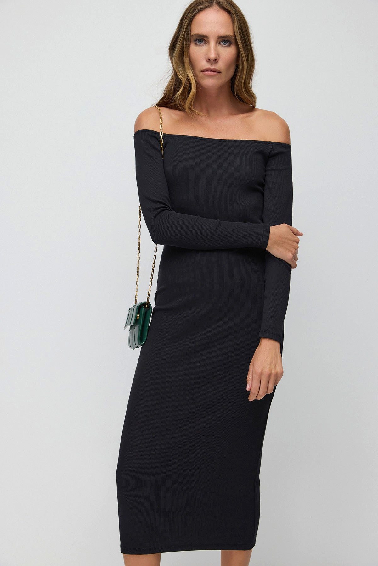 No Matter What Minikleid Midi Bodycon Kleid mit tiefen Schultern günstig online kaufen