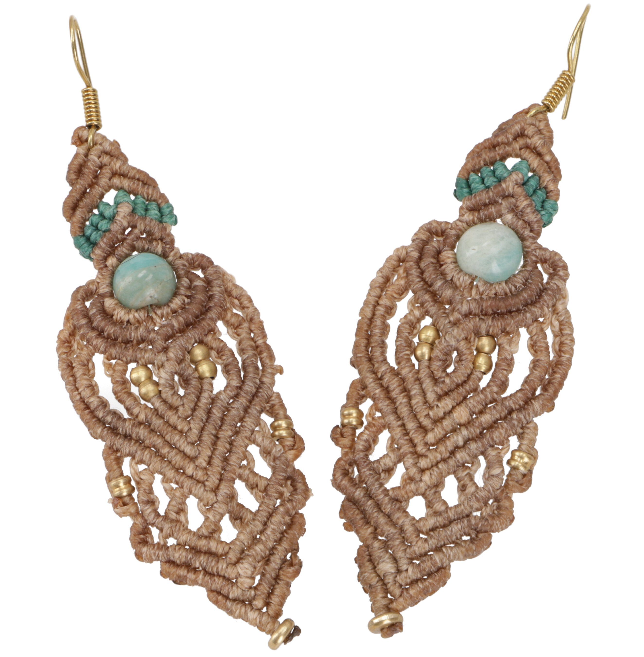 Guru-Shop Paar Ohrhänger Makramee Ohrringe, Festival Schmuck - Modell 6
