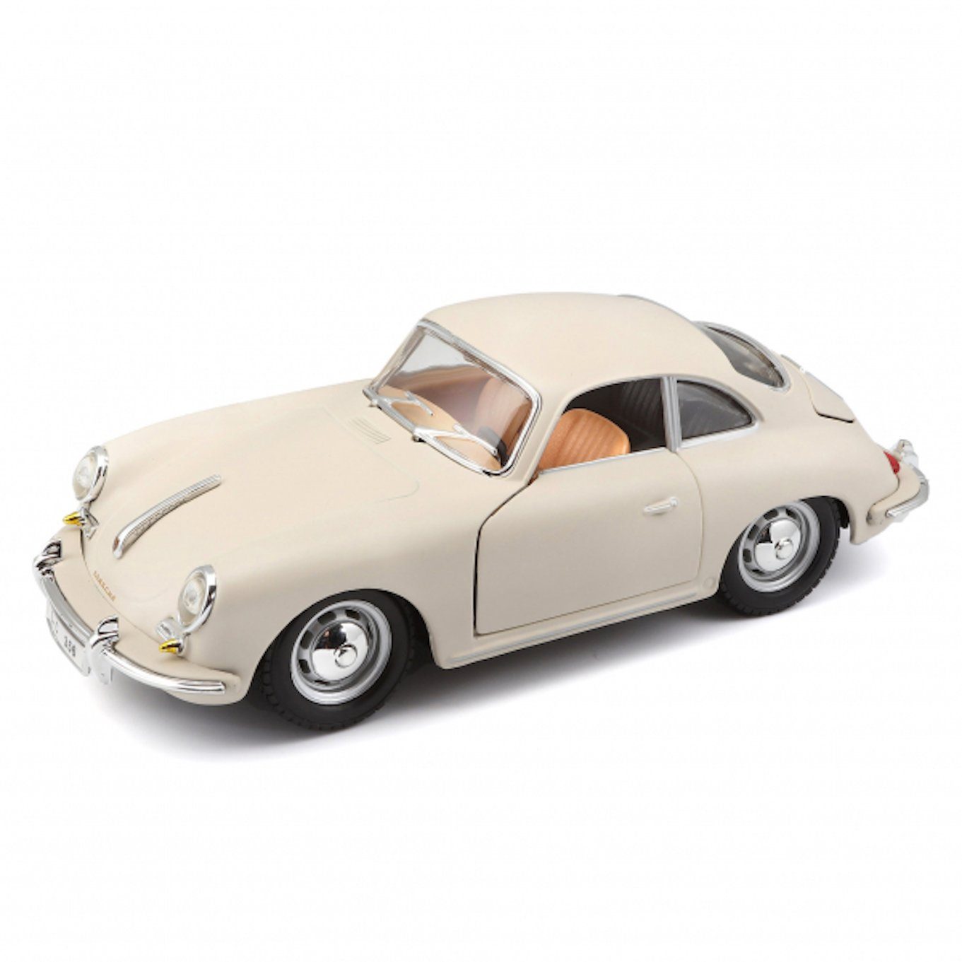 Bburago Modellauto Porsche 356B Coupe 1961 (elfenbein), Maßstab 1:24, Originalgetreue Innenausstattung