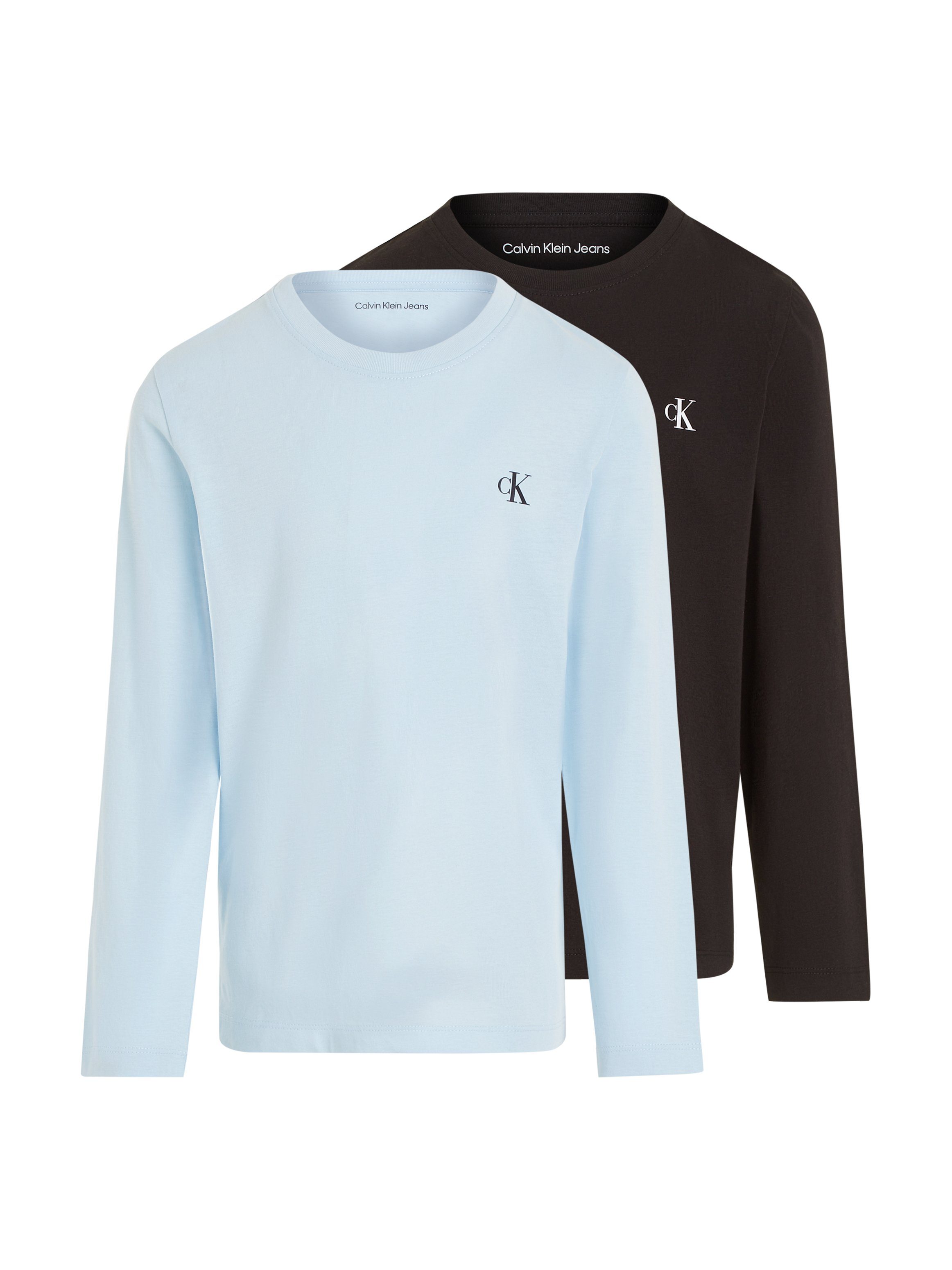Calvin Klein Jeans Langarmshirt 2-PACK MONOGRAM TOP LS für Kinder bis 16 Jahre Keepsake Blue / Ck Black