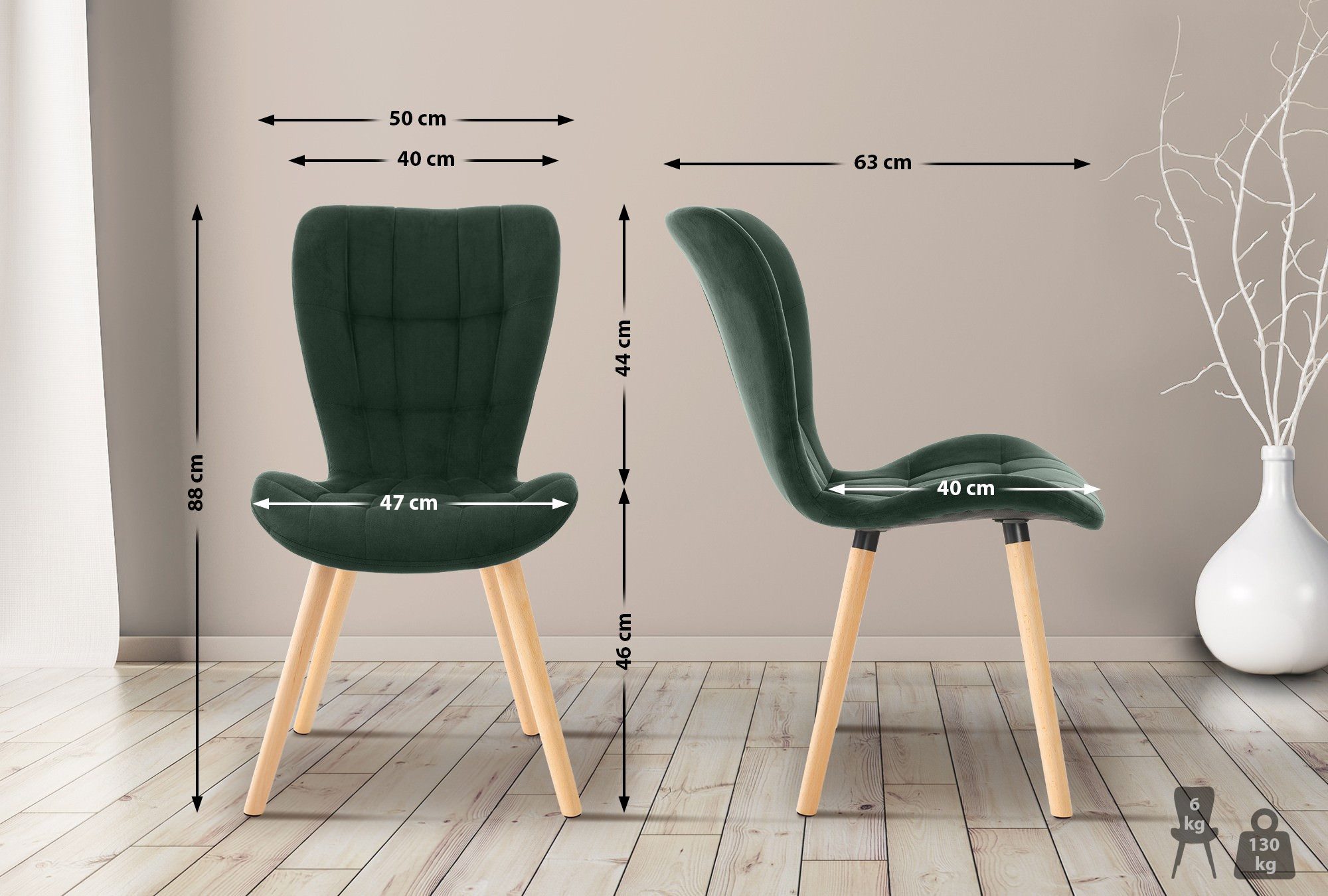 CLP Esszimmerstuhl Elda (2er Set), Samt, günstig online kaufen