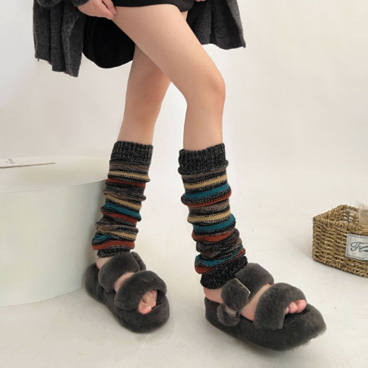 Beinstulpen Abdeckung Warmers Socken Jormftte Damen Stil,Winter Beinwärmer,Böhmischer Schwarz