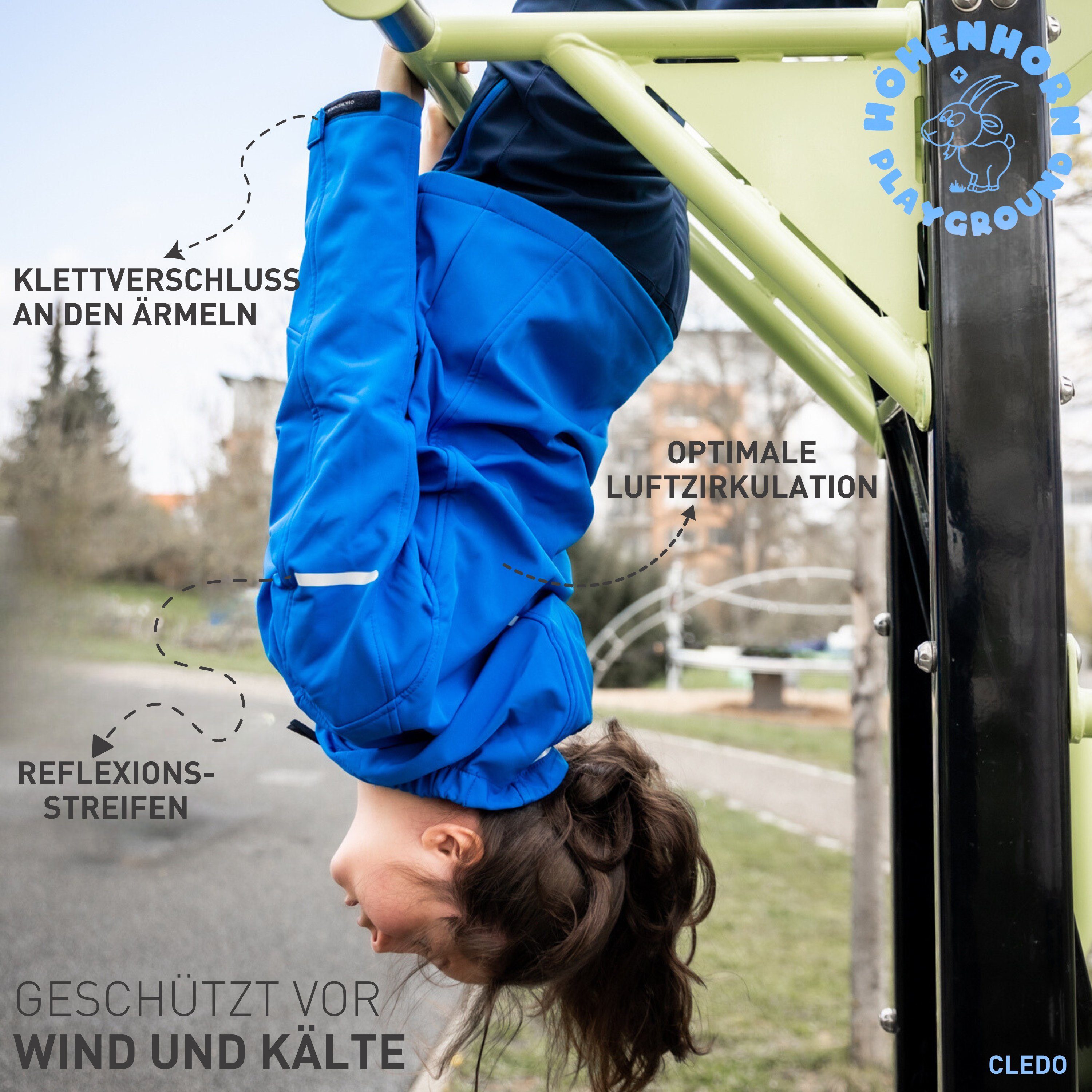 Höhenhorn Softshelljacke Cledo Kinder Jacke Kids für Jungen und Mädchen Übergangsjacke Outdoor Microfleece-Innenfutter, Atmungsaktiv, Wasserdicht
