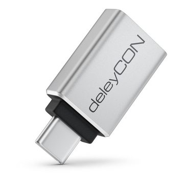 deleyCON deleyCON 2x USB-A auf USB-C OTG Adapter aus Alu Handy Smartphone Smartphone-Adapter