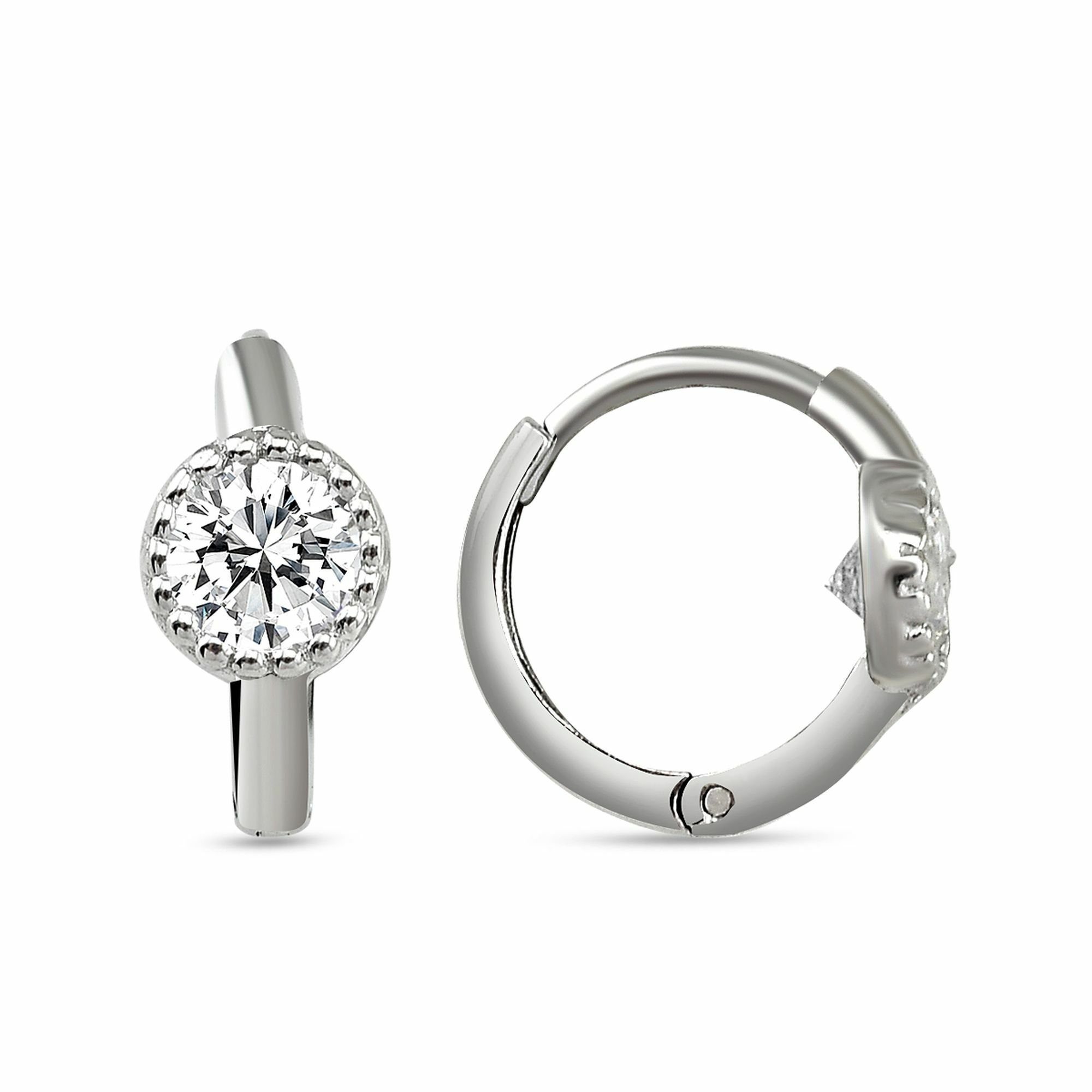 Paar Creolen Silber 925 rhodiniert mit Zirkonia weiß