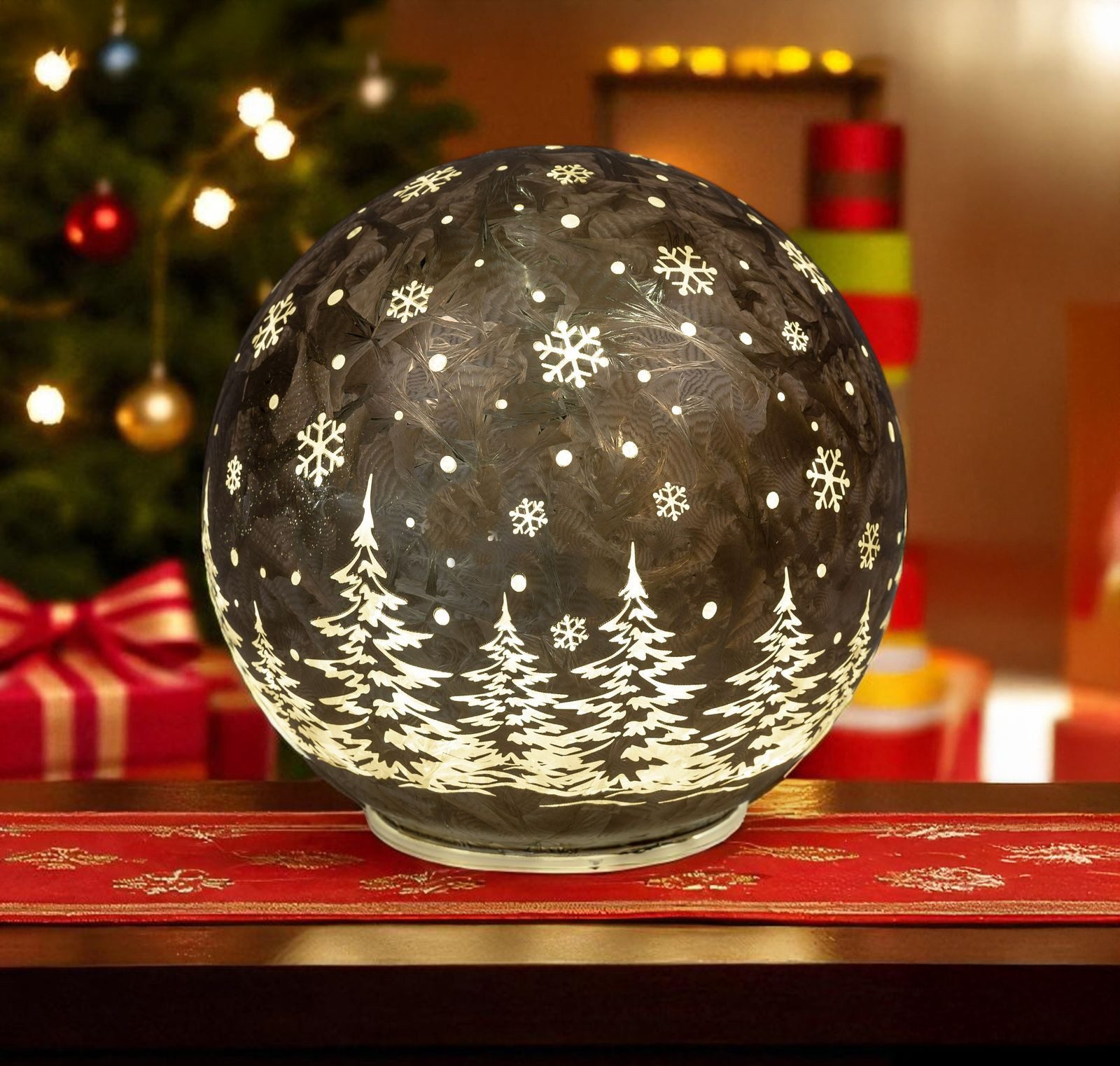 formano LED Dekolicht Glas-Kugel Frosty Braun 15 cm Timer 6h/18h Weihnachte günstig online kaufen