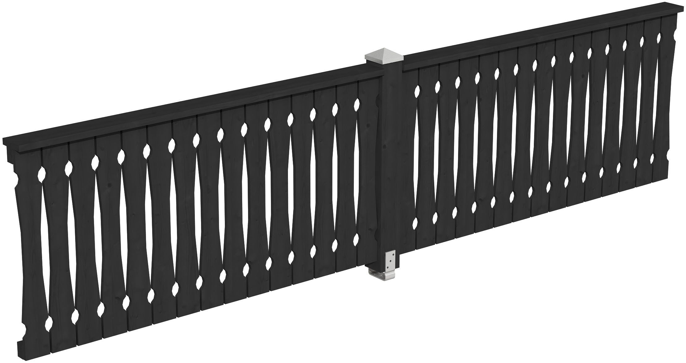 Skanholz Brüstungsgeländer Balkonschalung, 400 cm Länge, 96 cm Höhe, mit 1 Pfosten