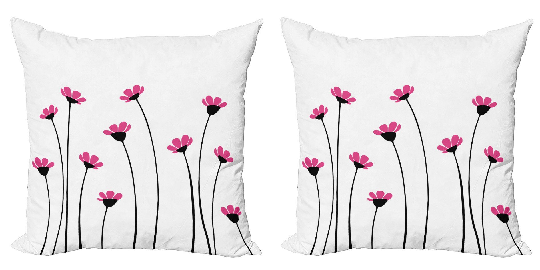 Kissenbezüge Modern Accent Doppelseitiger Digitaldruck, Abakuhaus (2 Stück), Garten Rosa Gänseblümchen-Blüten
