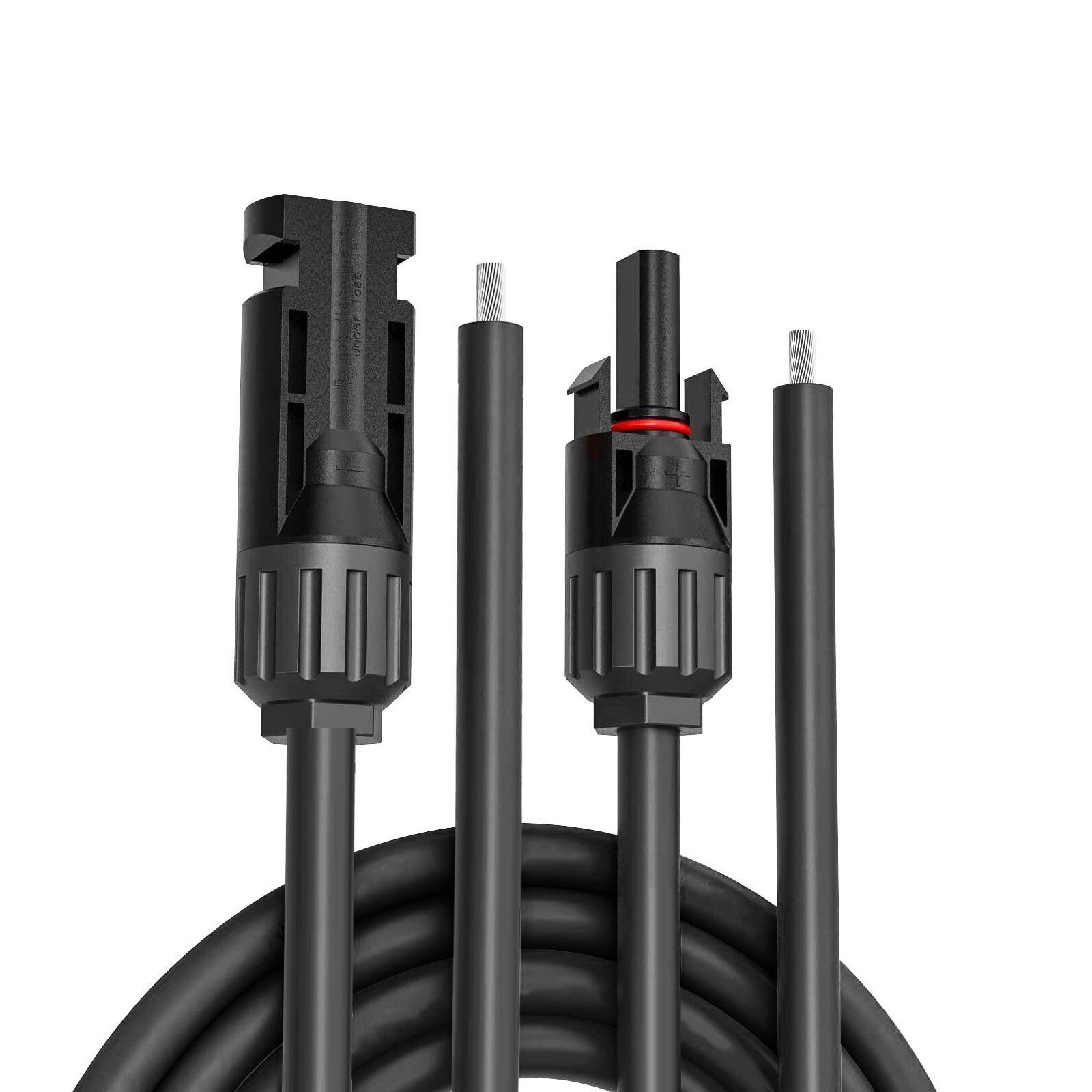 GLIESE Solaranlage Schwarz 3m 2.5mm2 Solarkabel mit Stecker, den Anschluss von Fotovoltaikanlagen verwendet.