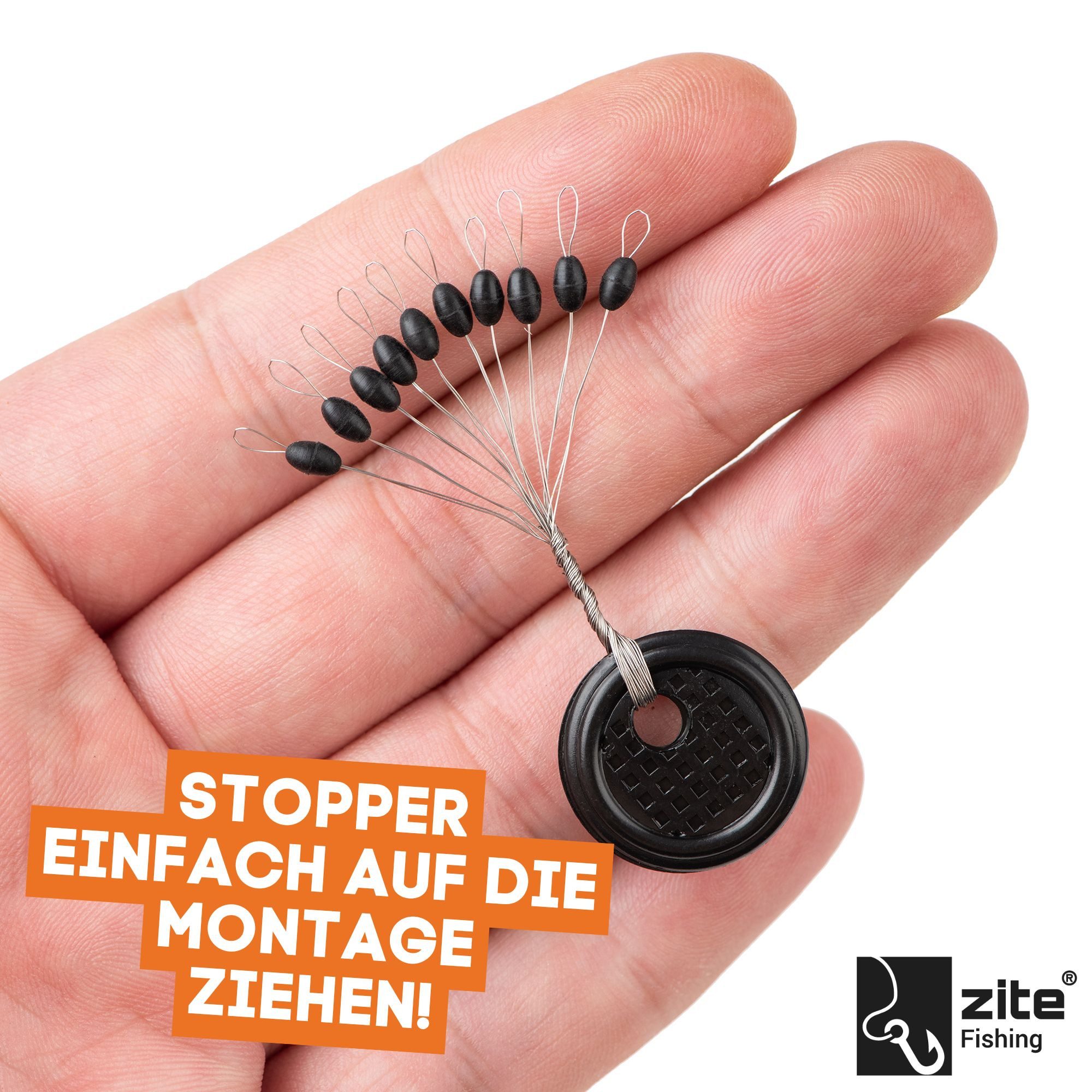 Zite Schnurstopper 3 Gr. oval oder zylindrisch Gummistopper schwarz Silikon Angelzubehör