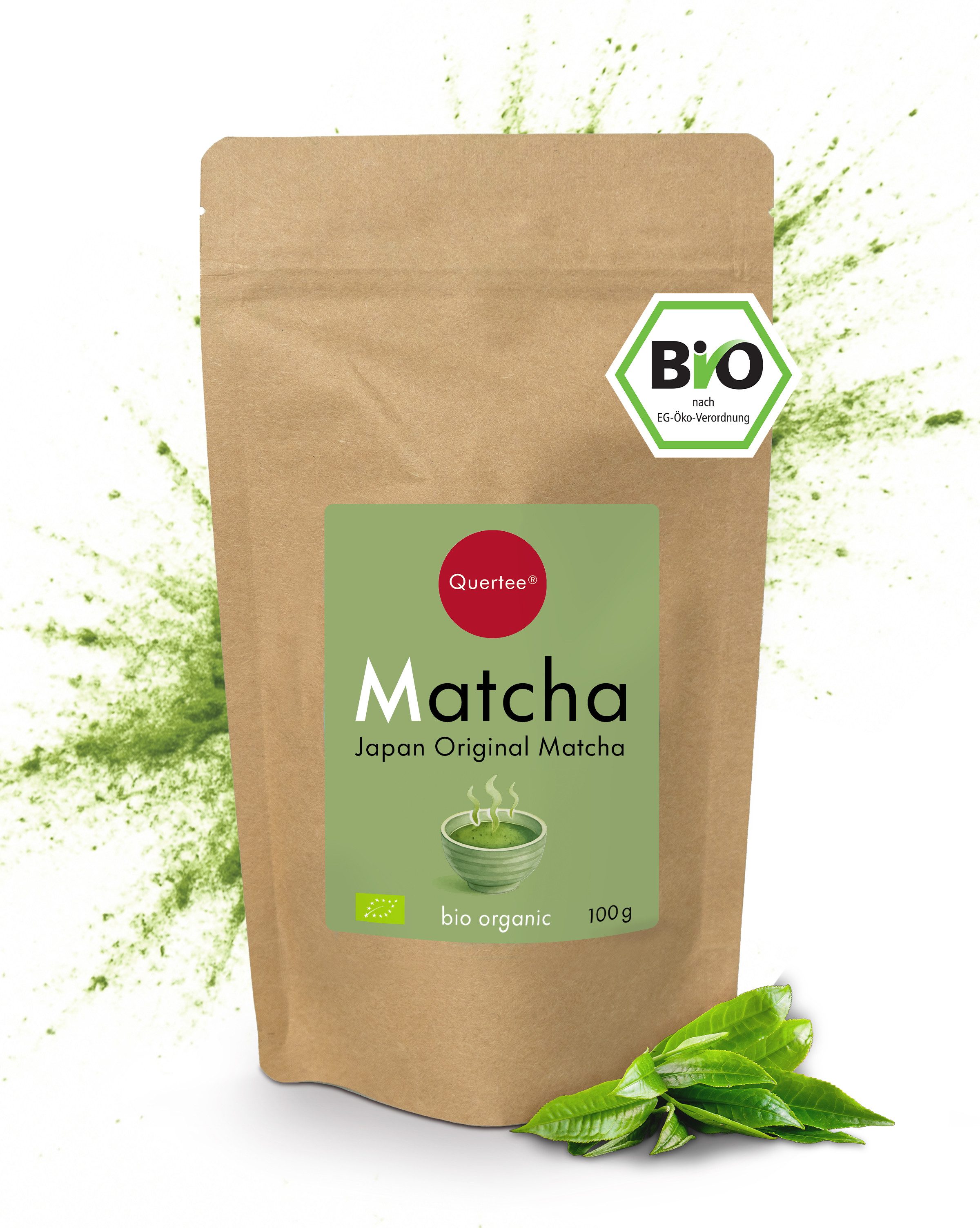 Quertee Tee Bio Matcha Pulver aus Japan - ohne Zusätze, reich an Antioxidantien, 100 g