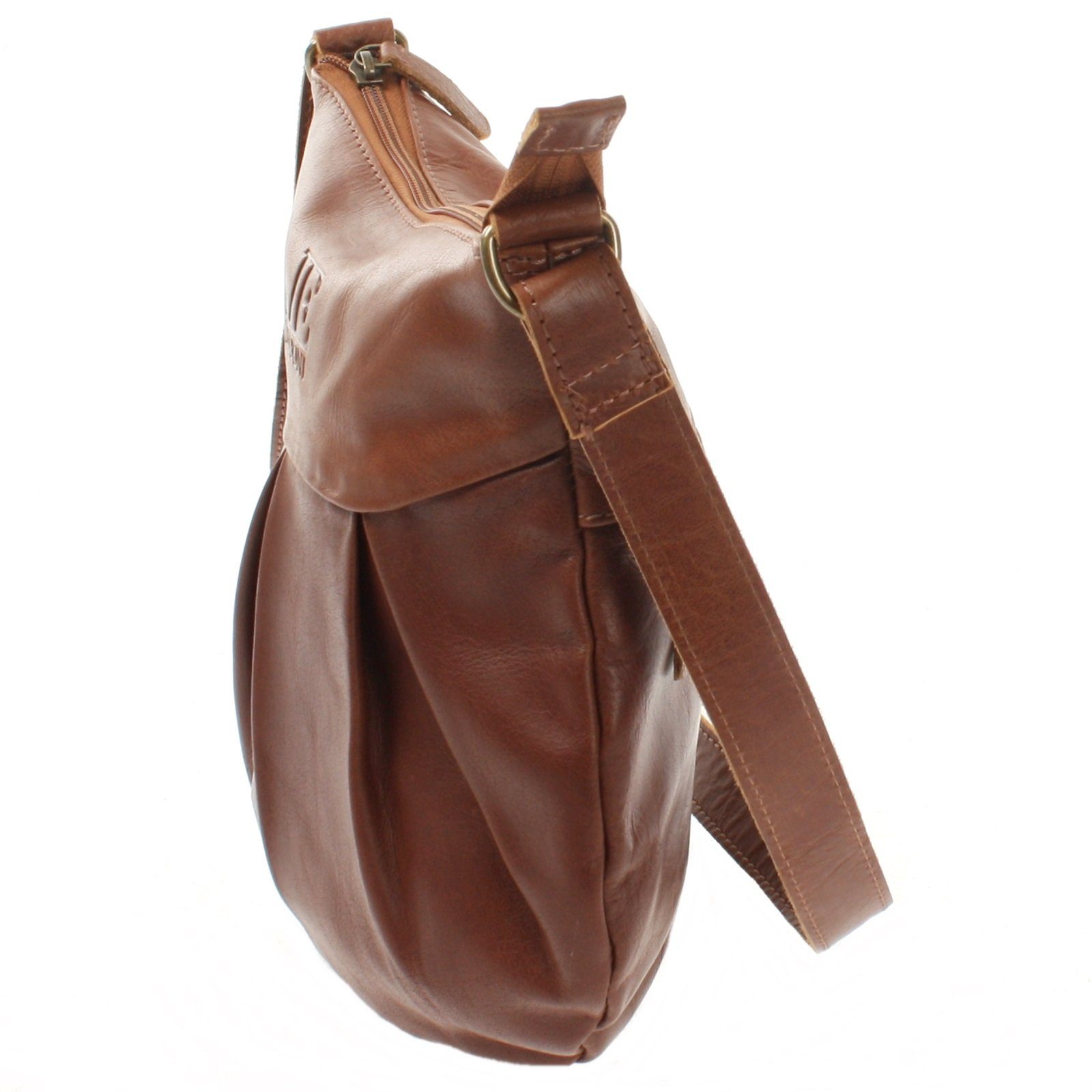 LECONI Umhängetasche kleine Damentasche Ledertasche Handtasche Damen Leder zeitlos LE0070, Echtes Büffelleder – schlanker Schnitt – 29×30×3 cm