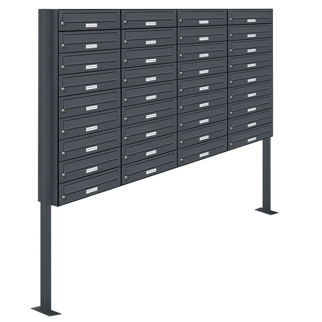 Standbriefkasten 36 Fach Premium Briefkasten A4 in RAL 7016 Anthrazit Grau wetterfest