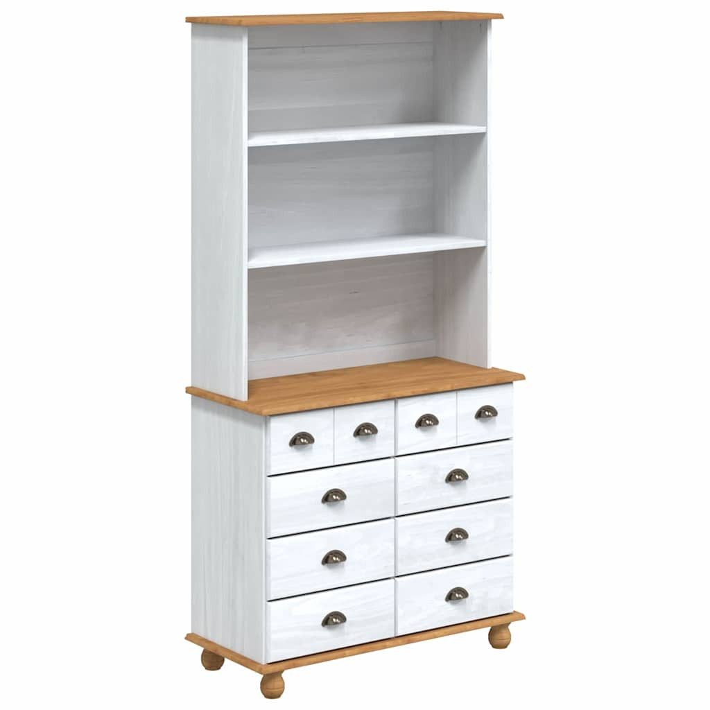 vidaXL Sideboard Hutch ASKIM Weiß 91 x 40 x 184 cm Massives Kiefernholz (1 St)