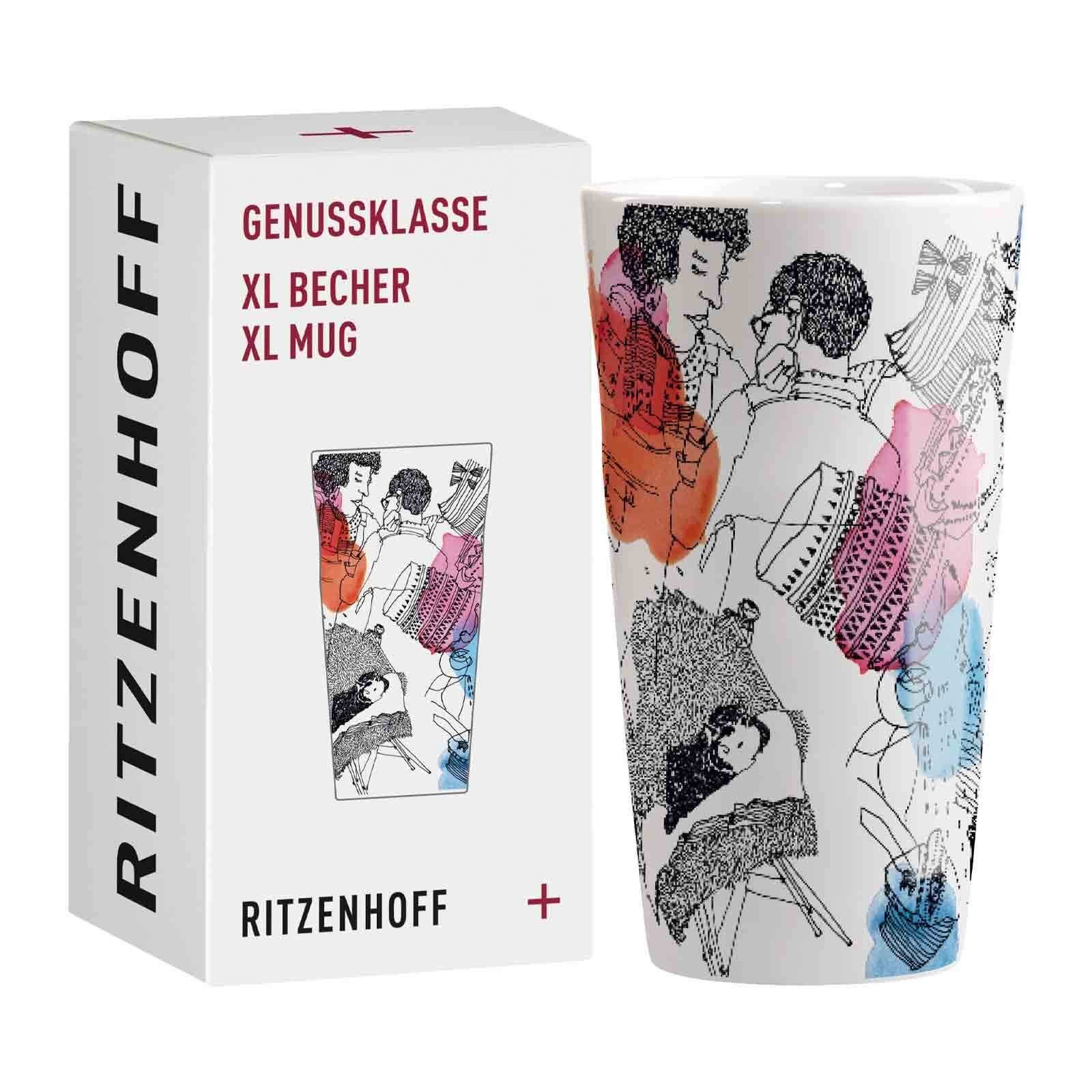 Ritzenhoff Becher Genussklasse Kaffeebecher XL 525 ml, 1-tlg., Porzellan