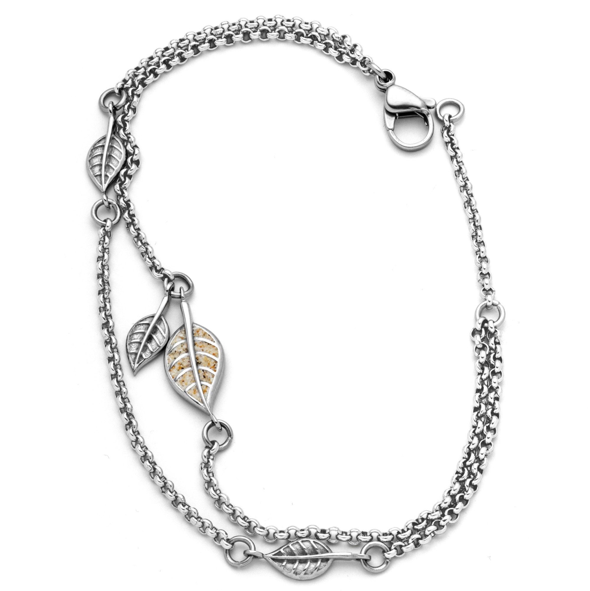 DUR Armband STEEL Damen STB1002SA Leaf Edelstahl Strandsand® 17+3 cm
