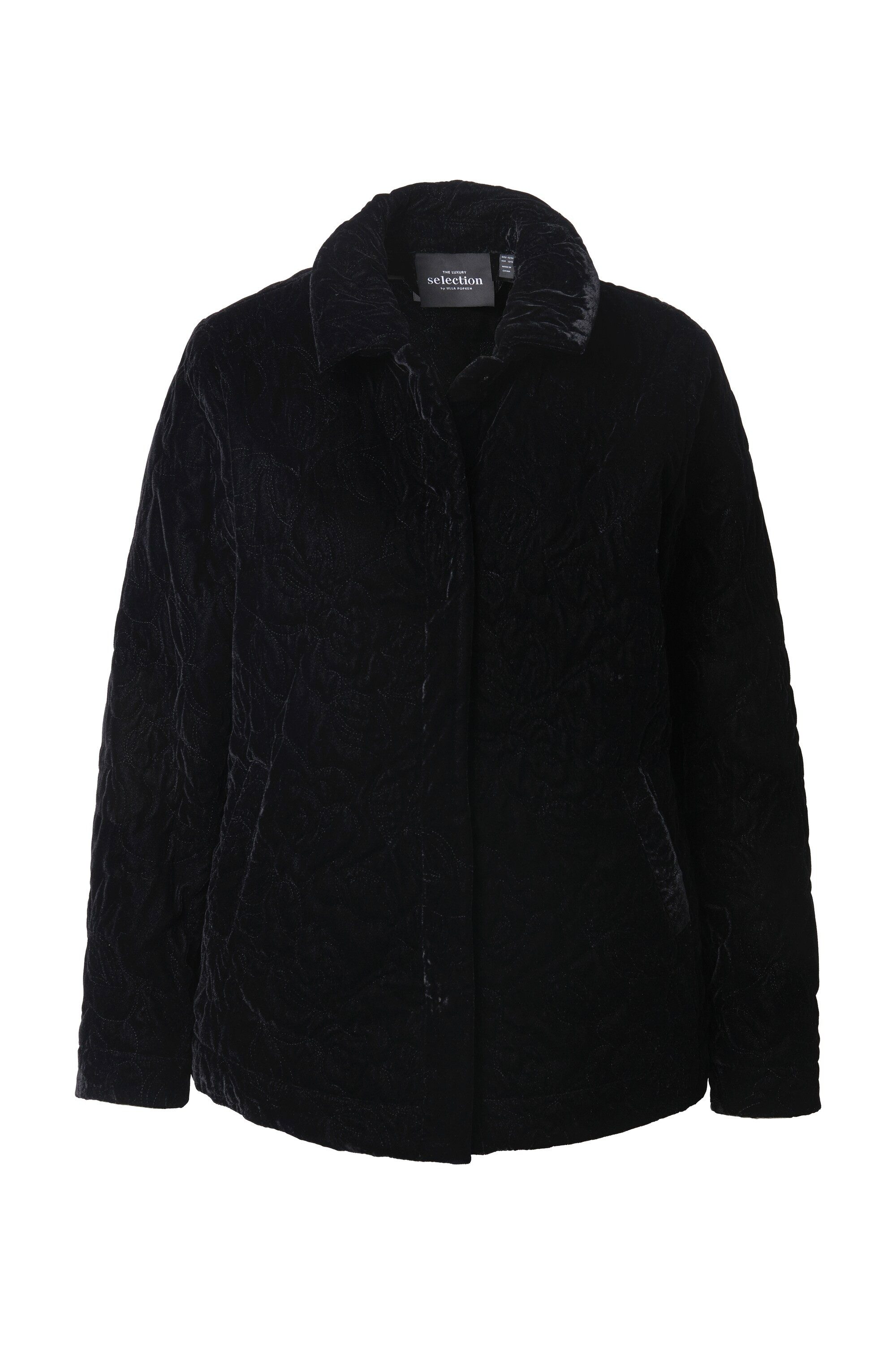 Ulla Popken Sommerjacke Samtjacke Stickerei Hemdkragen Langarm günstig online kaufen