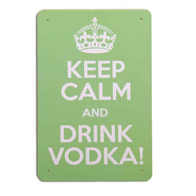 LebensWohnArt Metallbild Metallschild DRINK VODKA Vintage Schild im Retro-Design