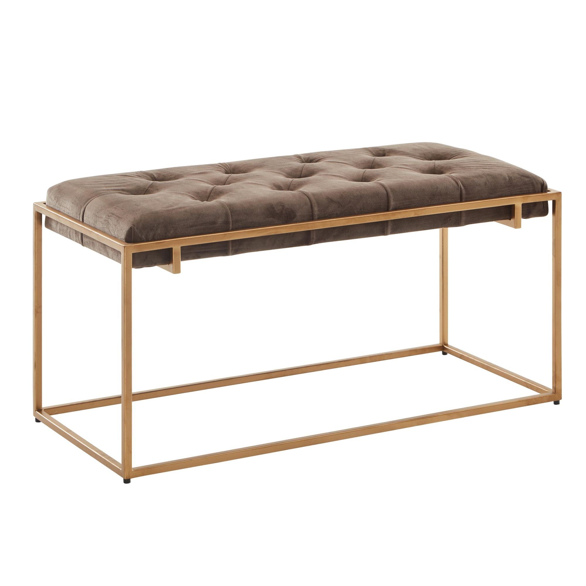 Bettbank Polsterbank Garderobenbank / Flur Design 90x48x40 Braun Wohnling WL6.620 cm, (Samt Gold Schlafzimmer, Polsterbank),