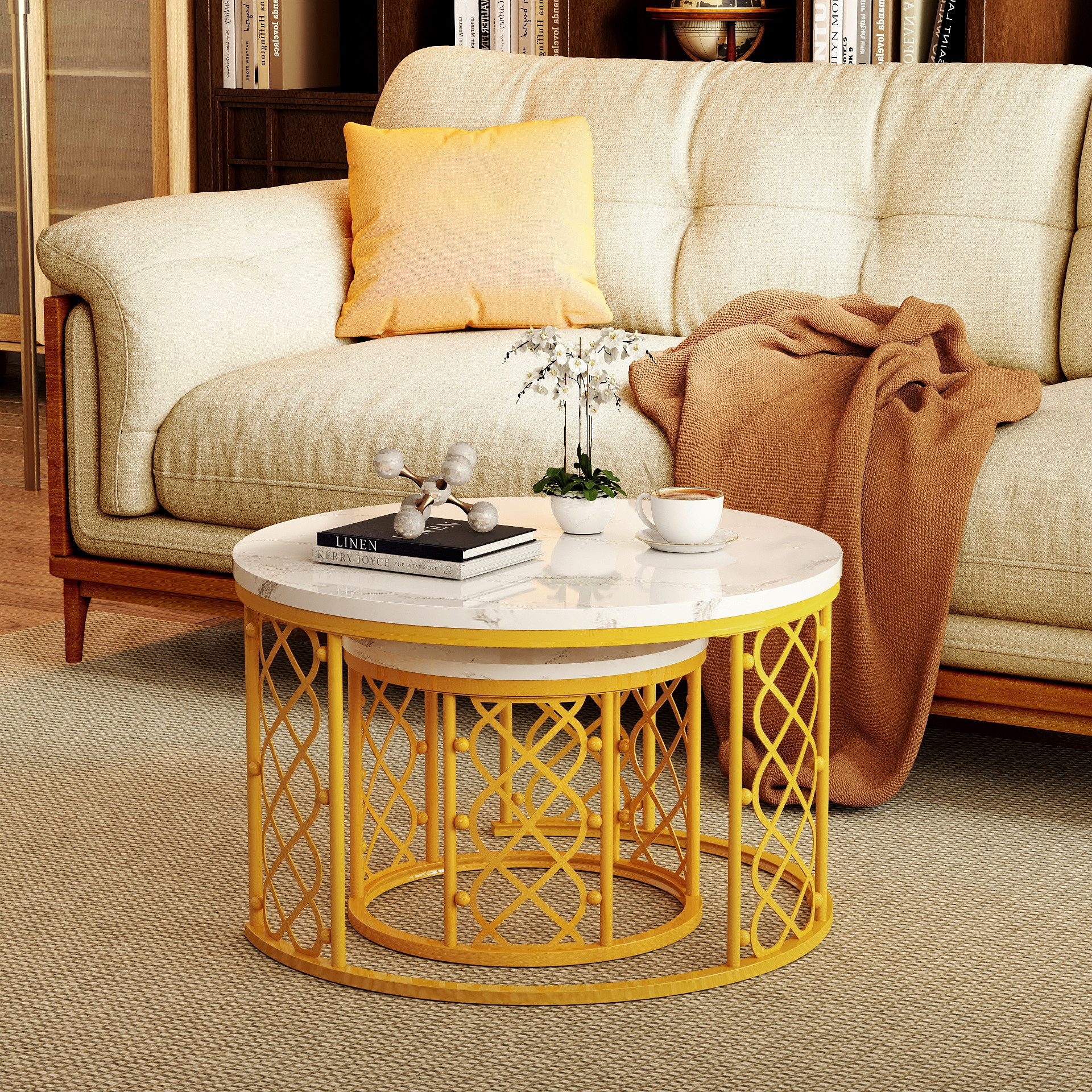 STILVORA Couchtisch Satztisch Wohnzimmertisch in Marmormuster,Herzförmiger günstig online kaufen