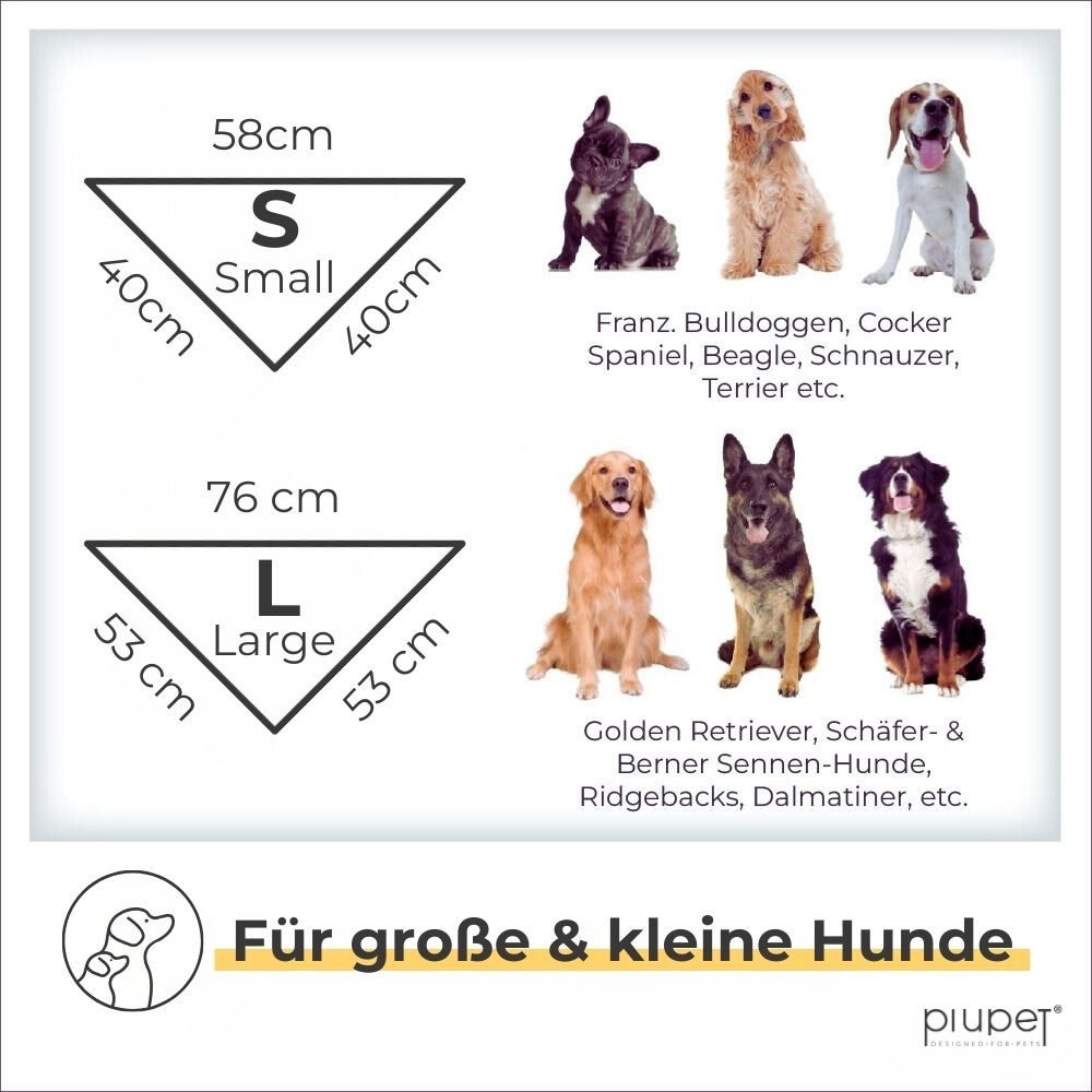 Piupet Tier-Halstuch Hundehalstuch I 2er Set Hundehalstücher I Hundezubehör I 58x40x40cm, zum Binden