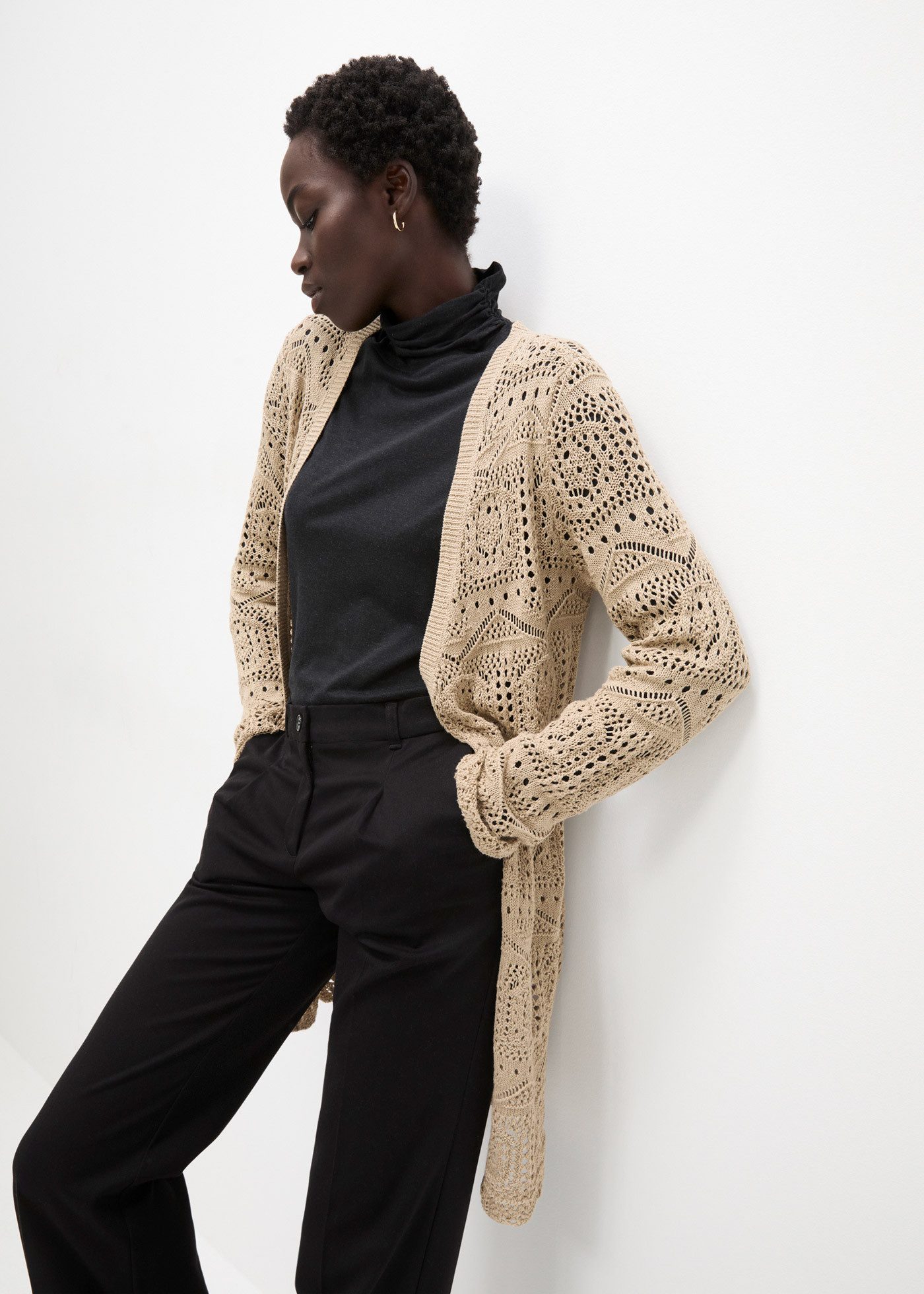bonprix Longstrickjacke (1-tlg) lockere und offene Passform, mit femininem günstig online kaufen