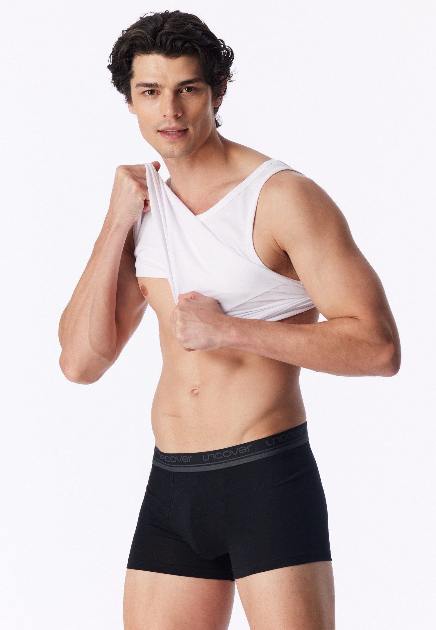 uncover by SCHIESSER Boxer Uncover Cotton (2er Pack) Logo-Bund, elastisch, ohne Eingriff, perfekter Sitz – Bild 2 von 5