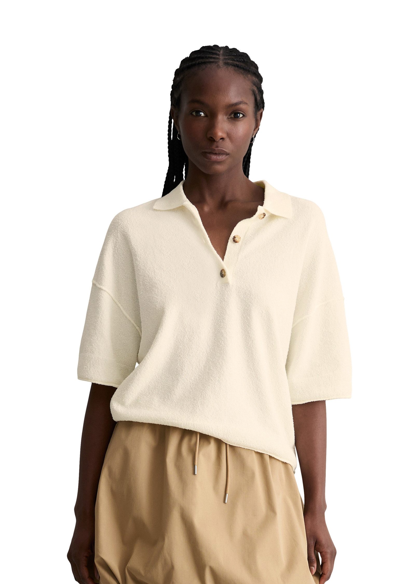Marc O'Polo DENIM Poloshirt aus Crinkled Organic Cotton-Mix