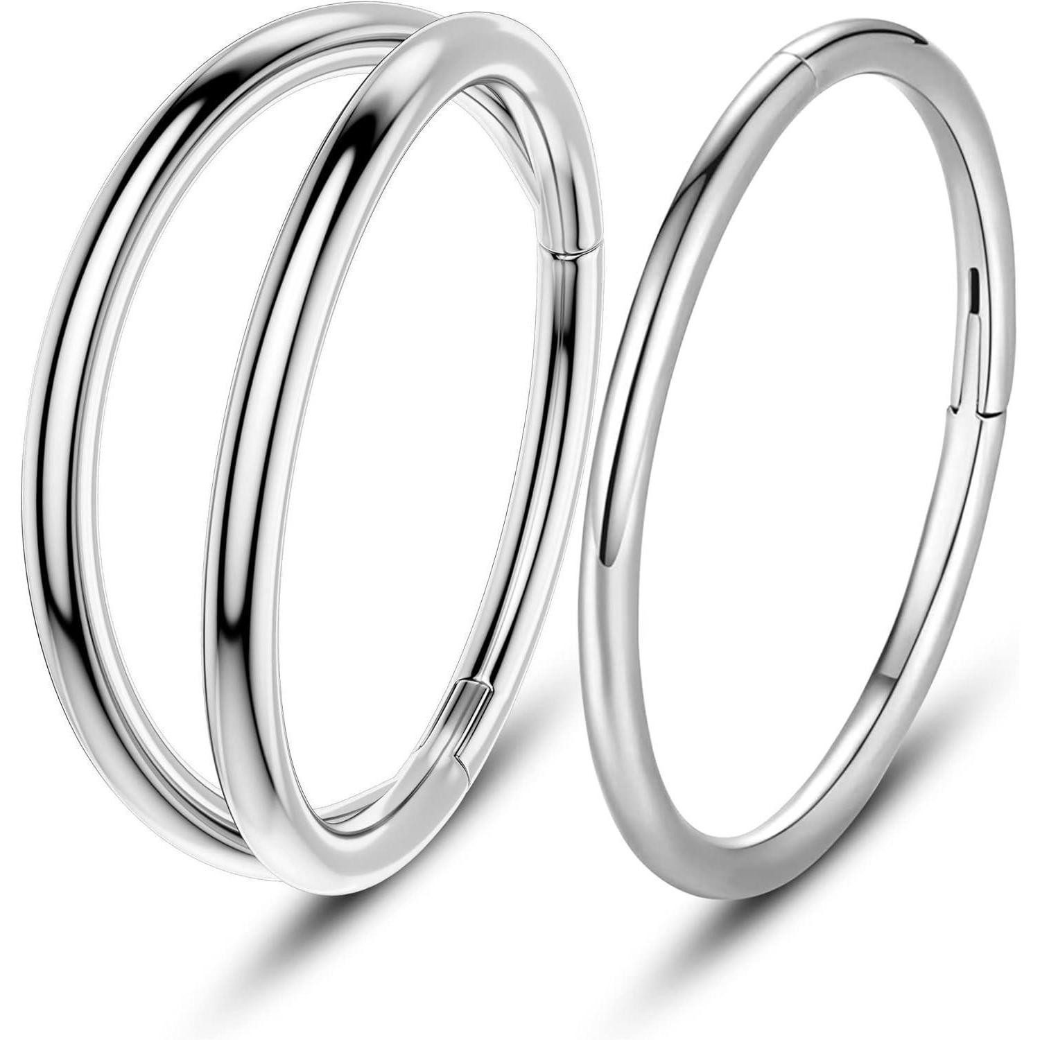 Nasenpiercing 16G 2pcs Helix Silber Chirurgenstahl Cartilage Earring Hoop