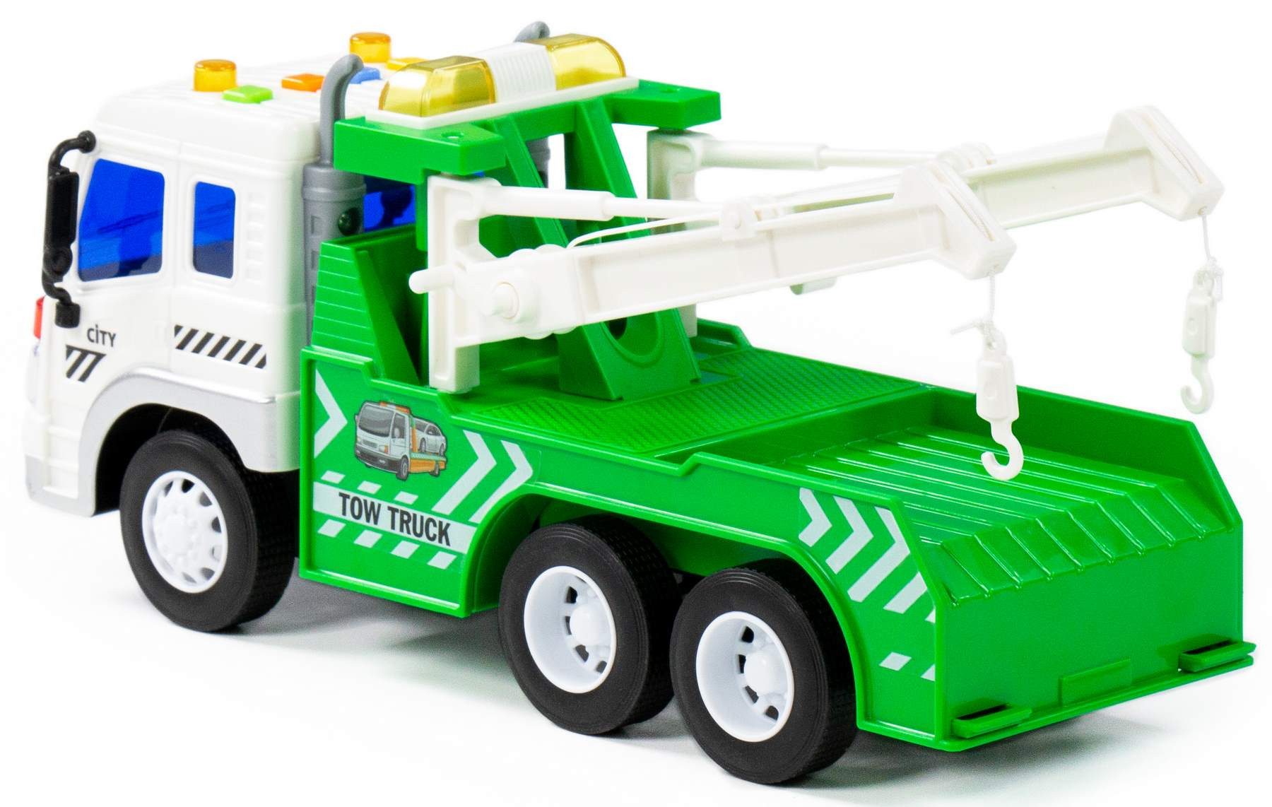 Polesie Spielzeug-Abschlepper Abschleppwagen CITY grün Schwungrad Licht Sound