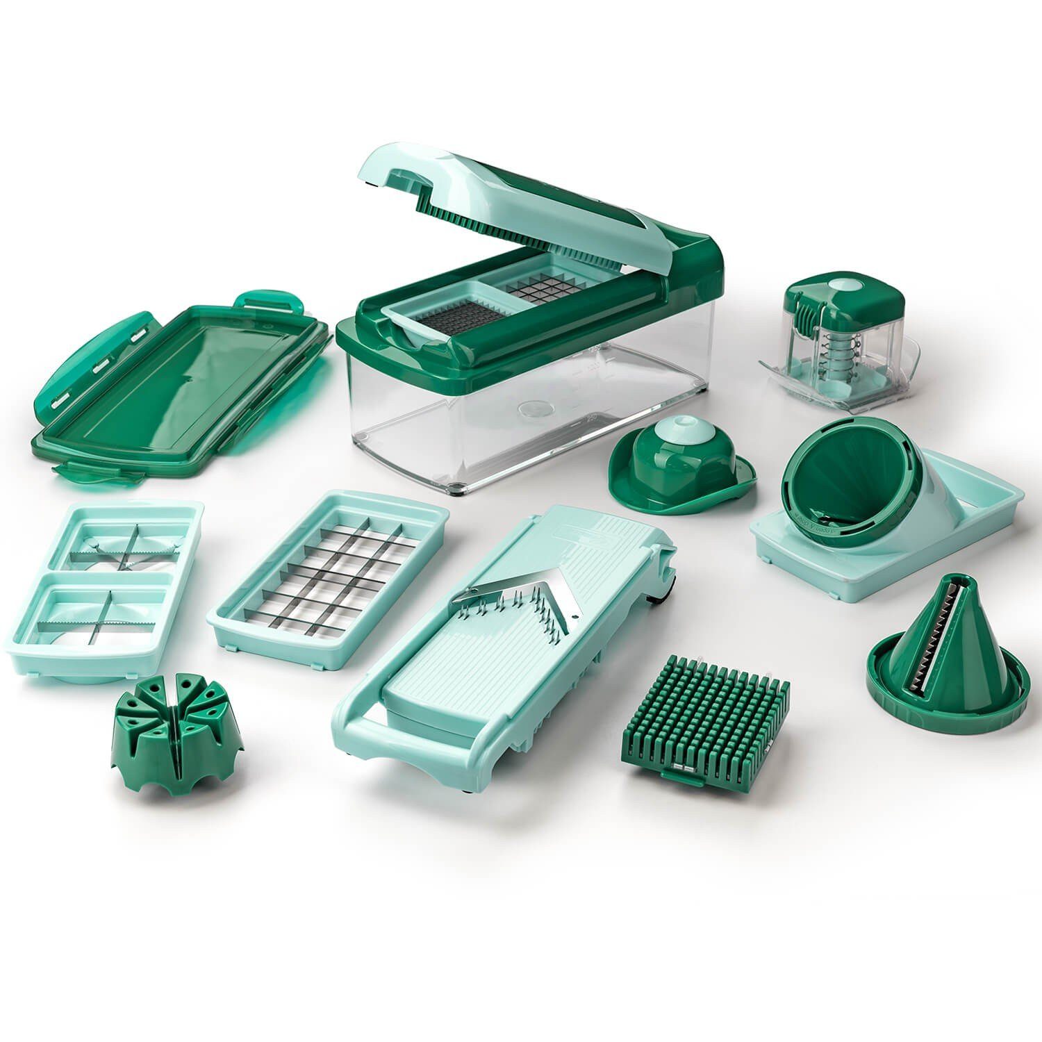 Genius Gemüseschneider Zerkleiner Nicer Dicer Fusion Smart Gemüsehobel manuell, Julietti Spiralschneider für Juliennes, Würfel