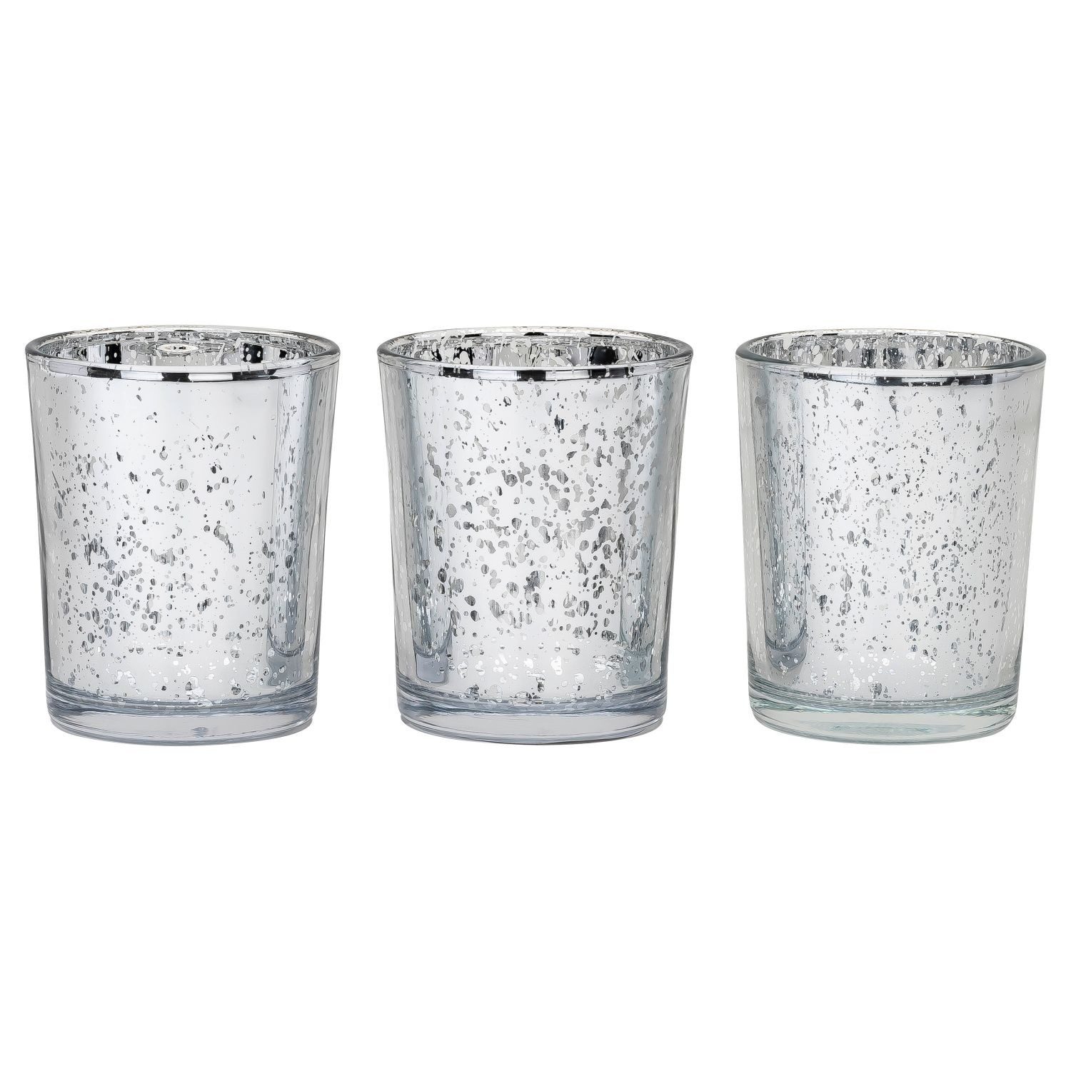 Kamelio Teelichthalter 12er Set Teelichtgläser silber Windlicht Tischdeko Glas (12 St., 12)