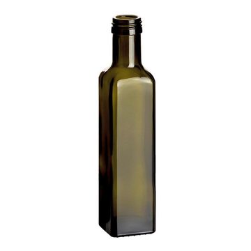 gouveo Trinkflasche Glasflaschen 250 ml Maraska -Antik- mit Schraubdeckel - Flasche 0,25 l, 12er Set, goldfarben