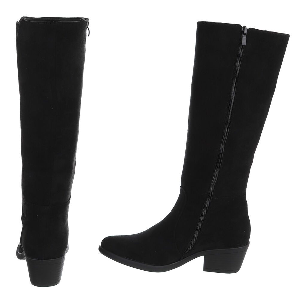 Ital-Design Damen Kniehoher Stiefel mit Blockabsatz, elegant Stiefel (92002449) Blockabsatz Stiefel in Schwarz – Bild 5 von 5