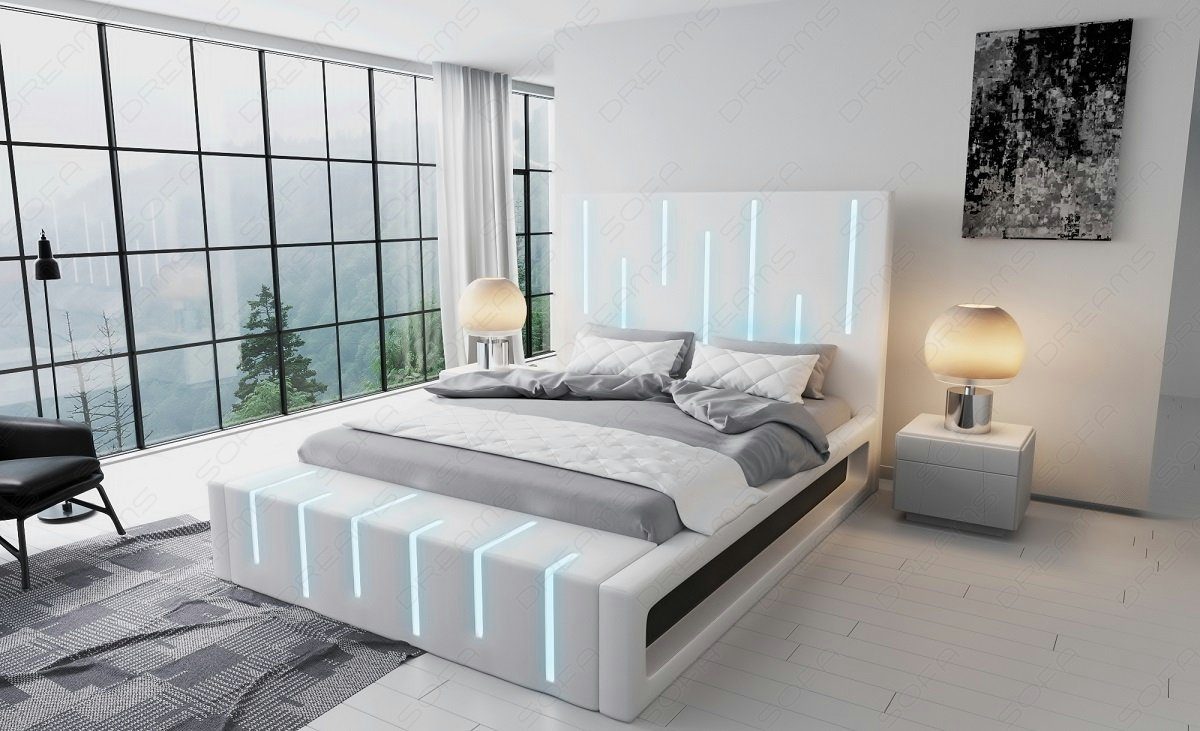 Sofa Dreams Boxspringbett Milona (6 Teile), Kunstleder Bett, Matratze, Topper, LED-Beleuchtung, versch. Liegemaße