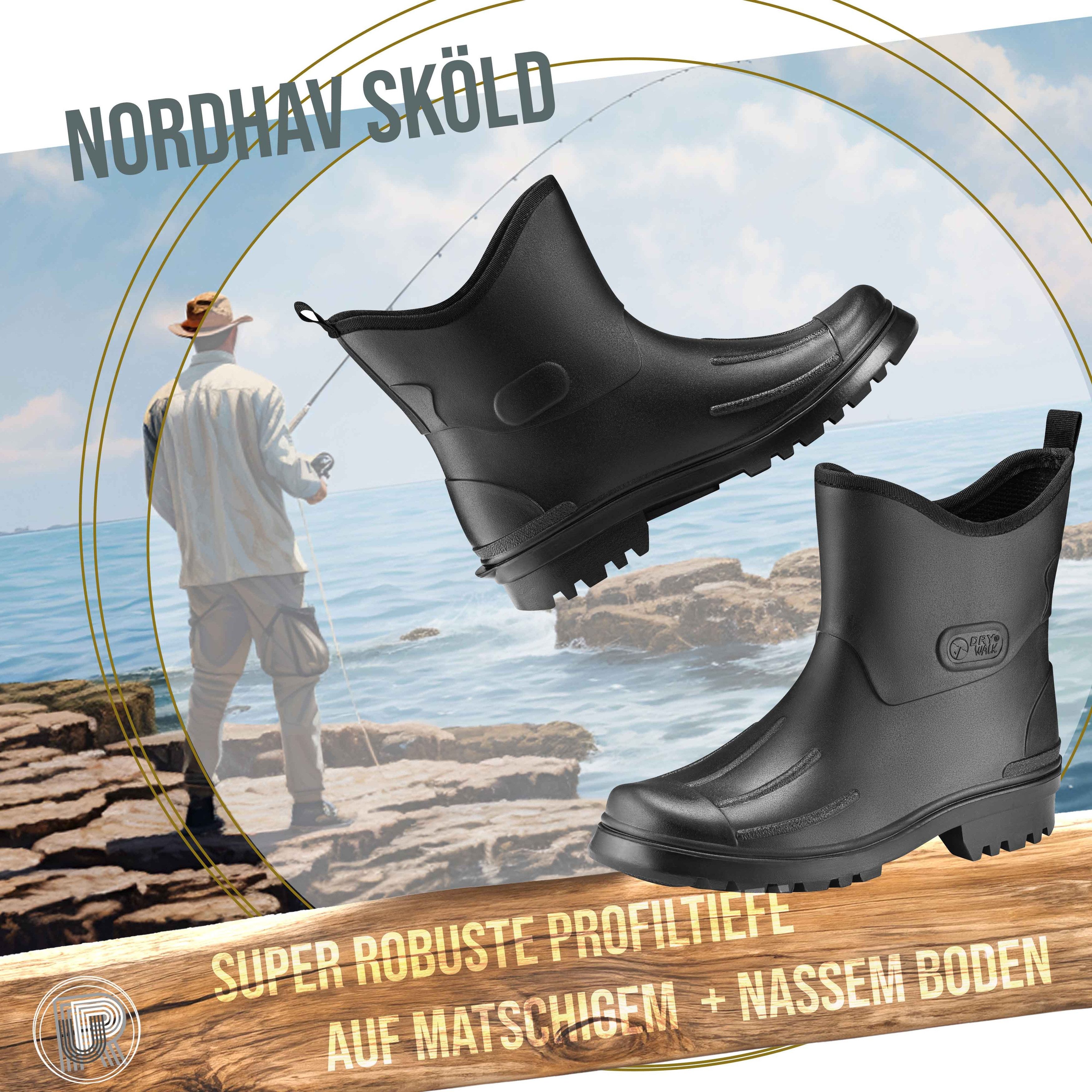 Ultrapower Nordhav Sköld Herren halbhohe Regenboots 41 Schwarz Gummistiefel Regenstiefel aus Gummi l Gummihalbstiefel Matschstiefel