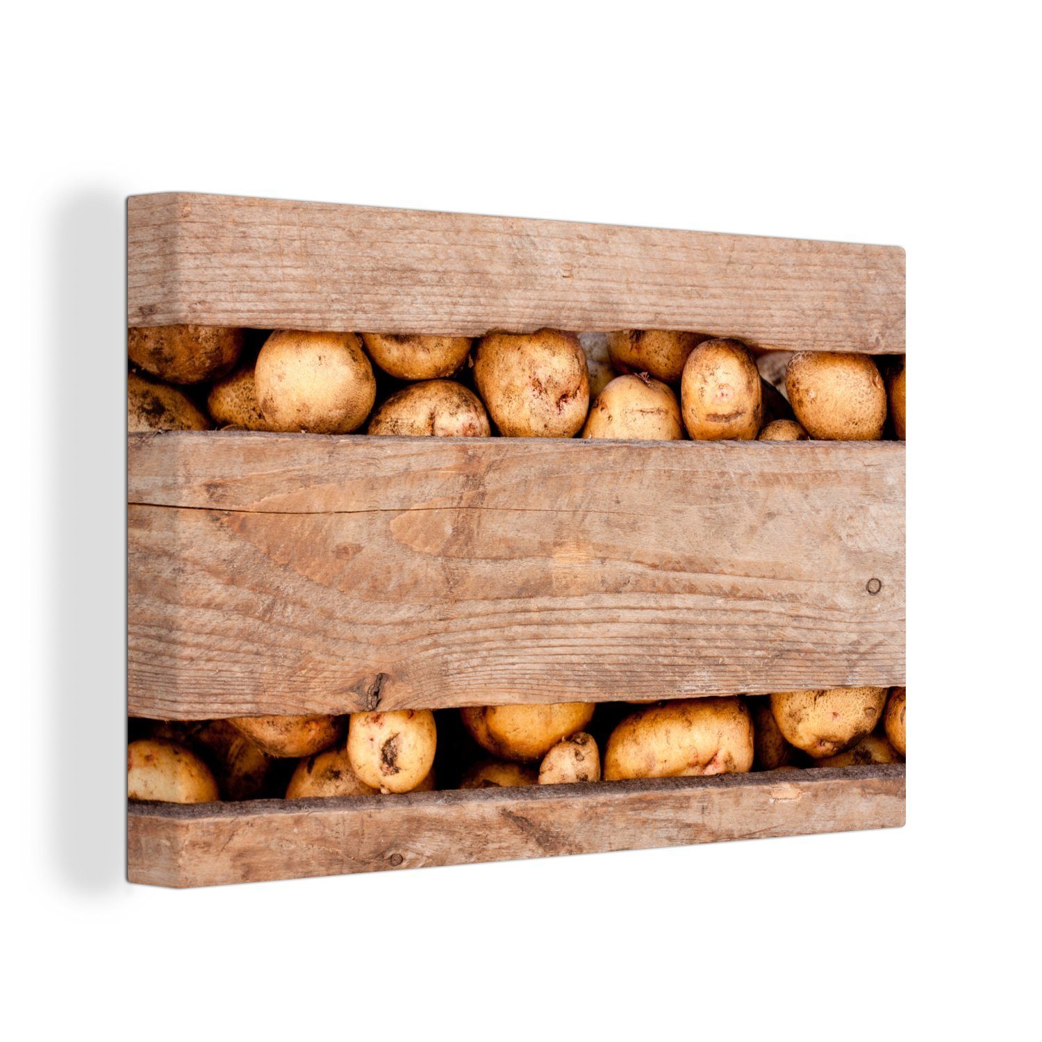 Aufhängefertig, 30x20 - OneMillionCanvasses® Box (1 - Leinwandbilder, Ernte, cm Kartoffeln St), Wandbild Gemüse Wanddeko, Leinwandbild -