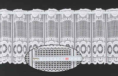 Scheibengardine nach Maß Jacquard gebogt Abschluss, Gardinen Kranzusch, Stangendurchzug (1 St), transparent, Kurzgardine, Stablöcher, transparent, verschiedene Höhen und Breiten