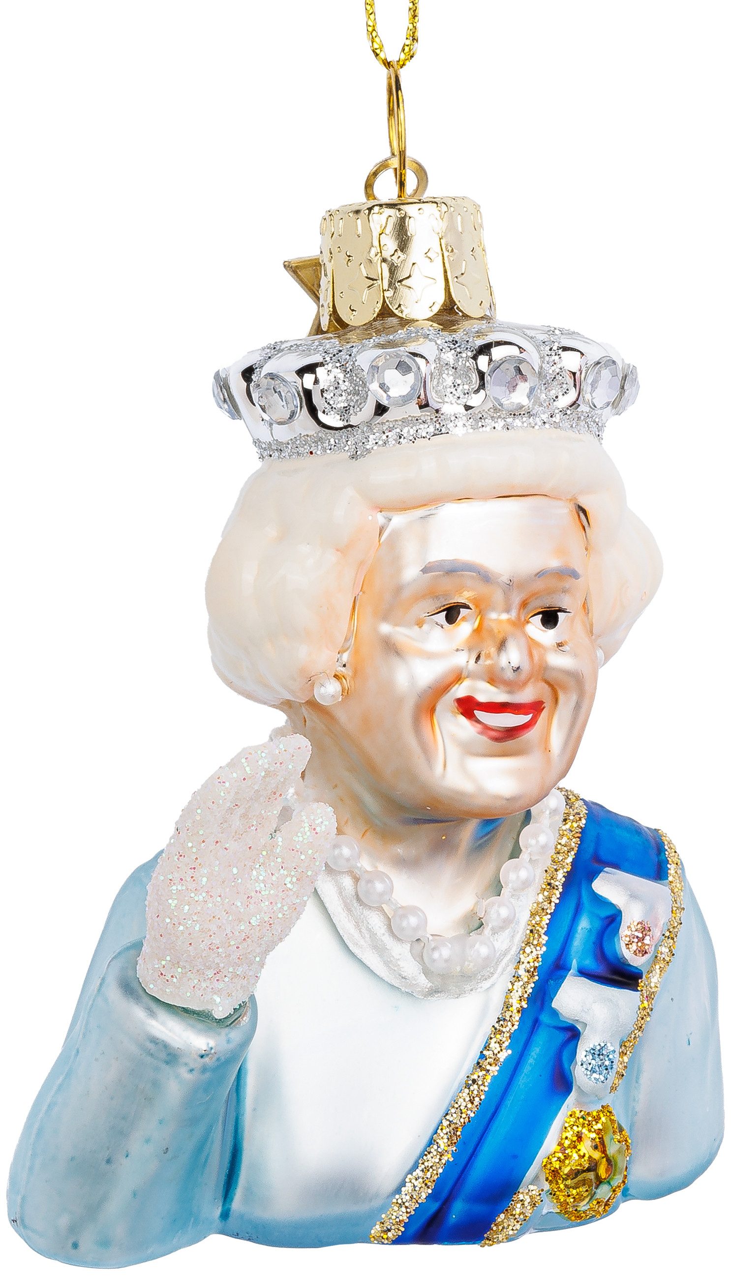 SIKORA Christbaumschmuck Queen Elizabeth besondere Weihnachtskugel Glas Anhänger – BS011, Christbaumschmuck Deko - traditionell, witzig & außergewöhnlich