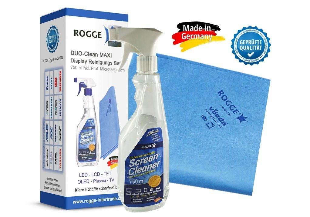 inkl. Rogge Reinigungsspray 1x MAXI 750ml Microfasertuch Vileda DUO-Clean ROGGE & (2-St) ROGGE